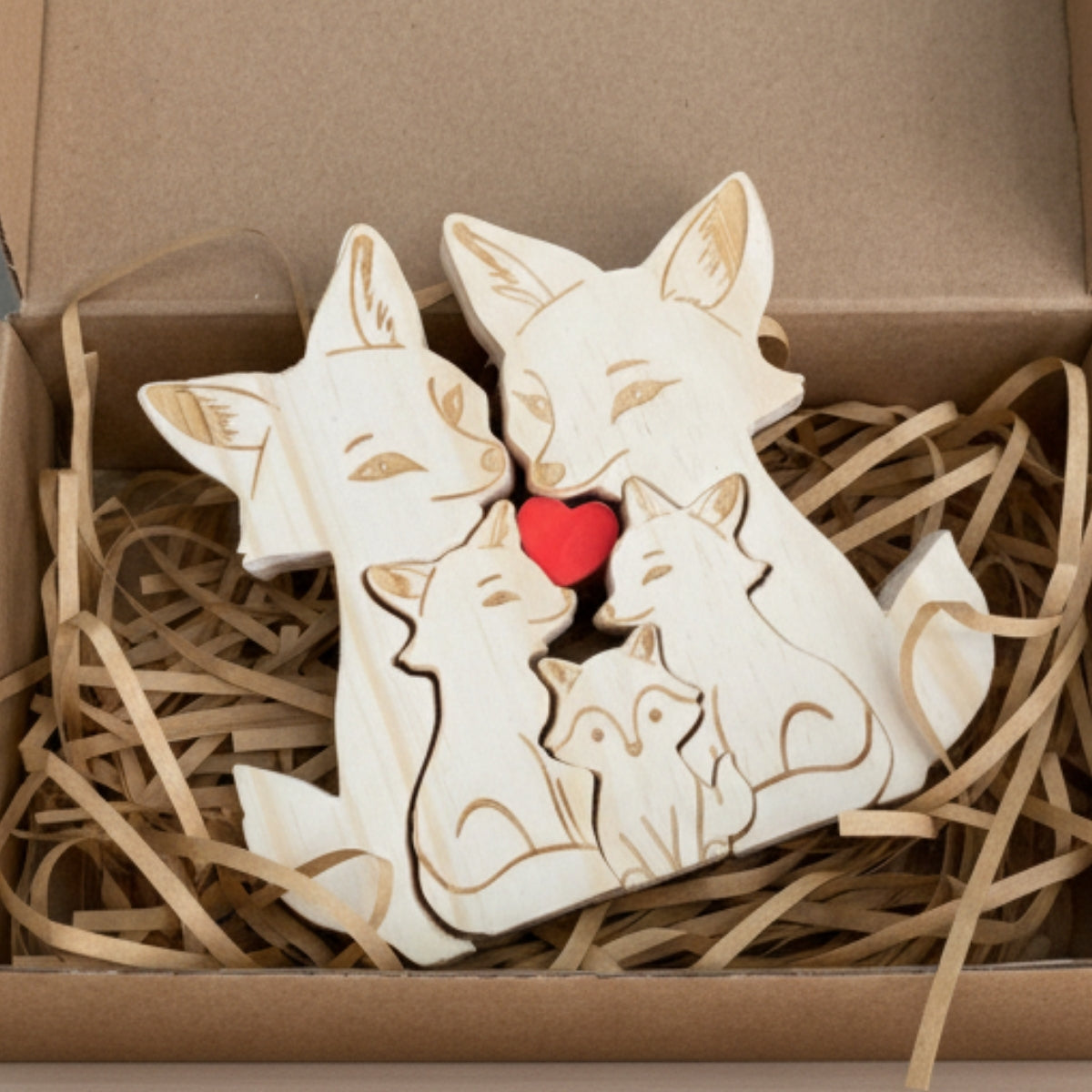 Personalized Fox Family 5 Puzzle Custom Wooden Puzzle