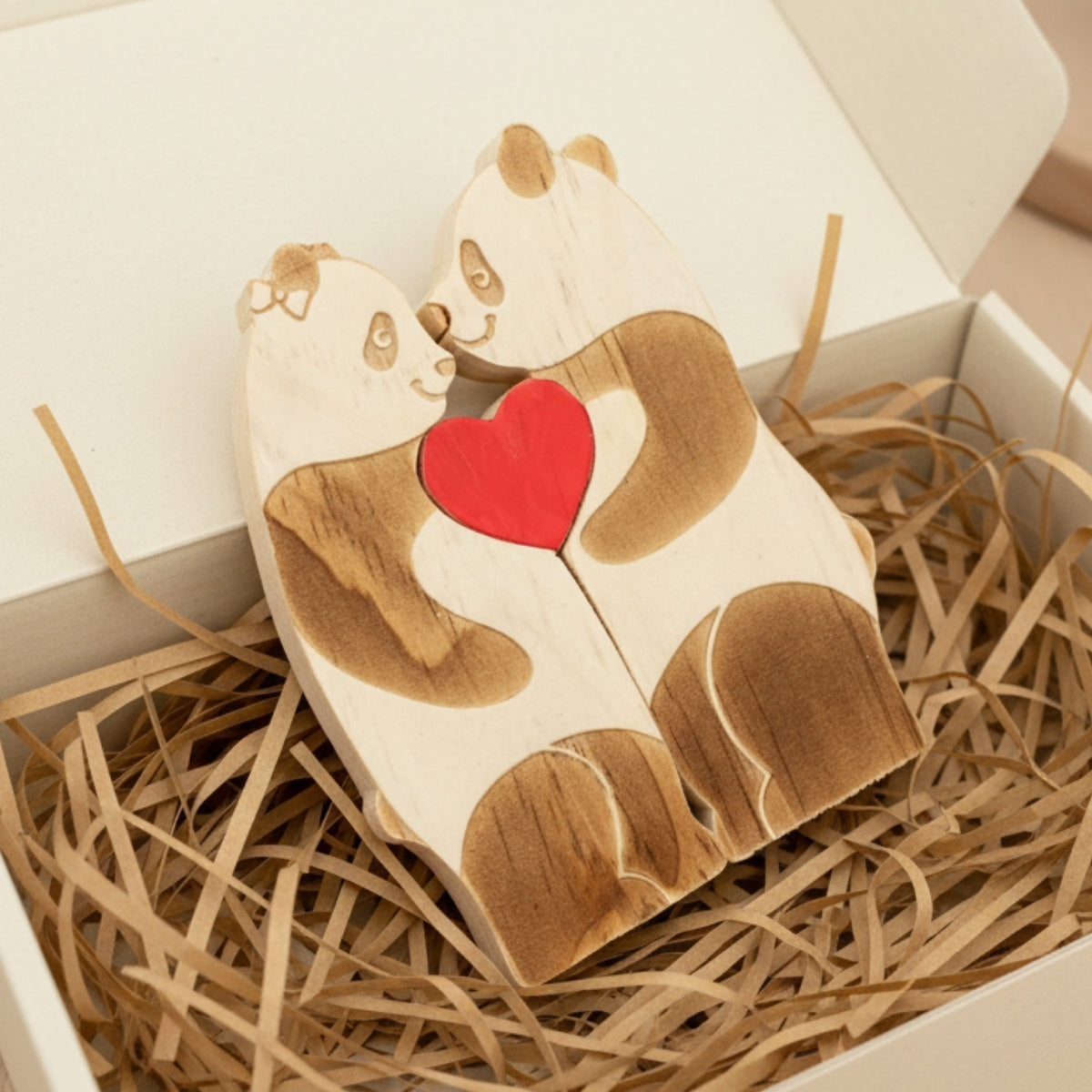 Personalized Panda Couple Puzzle Custom Wooden Puzzle