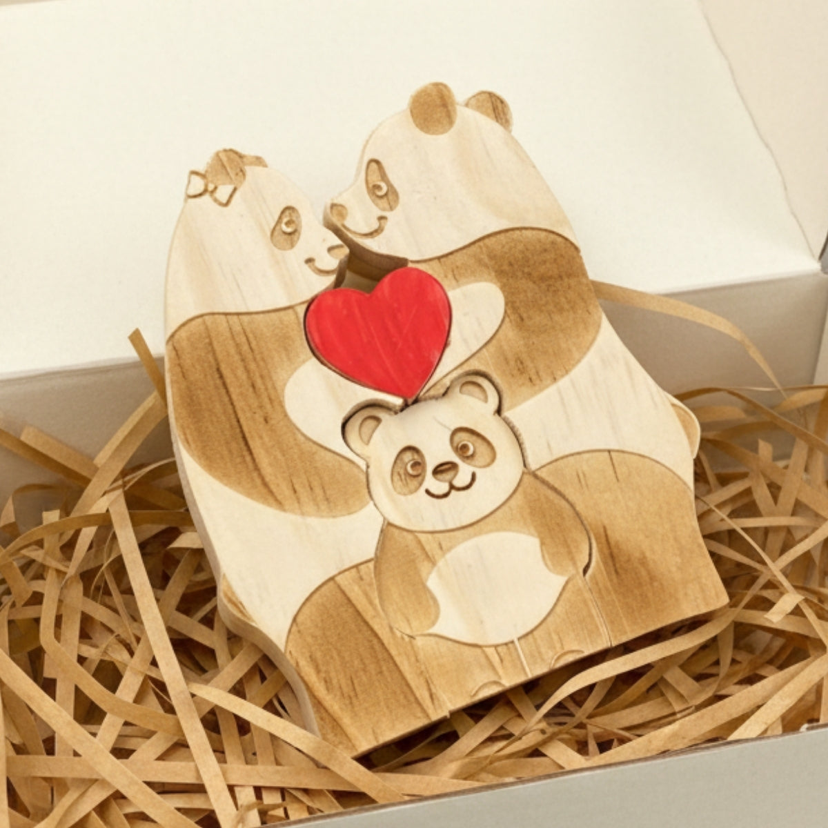 Personalized Panda Family 3 Puzzle Custom Wooden Puzzle