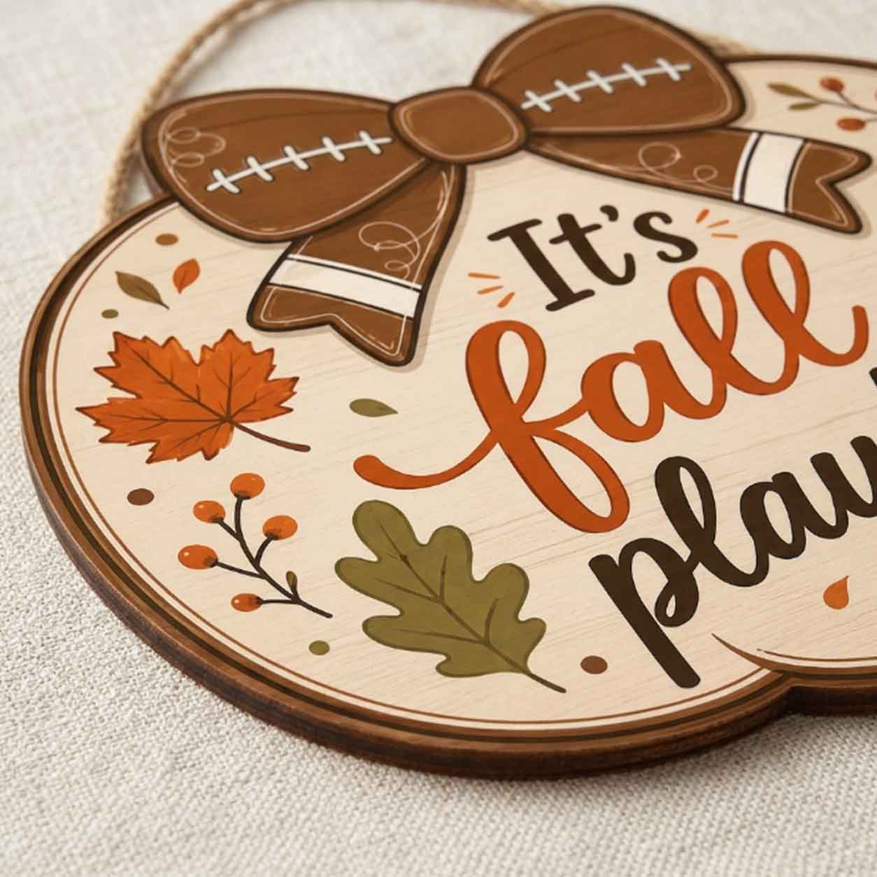 Fall Porch Decor, It's Fall, Play Ball  Wooden Fall Door Hanger,  Front Door Sign, Farmhouse Fall Decor