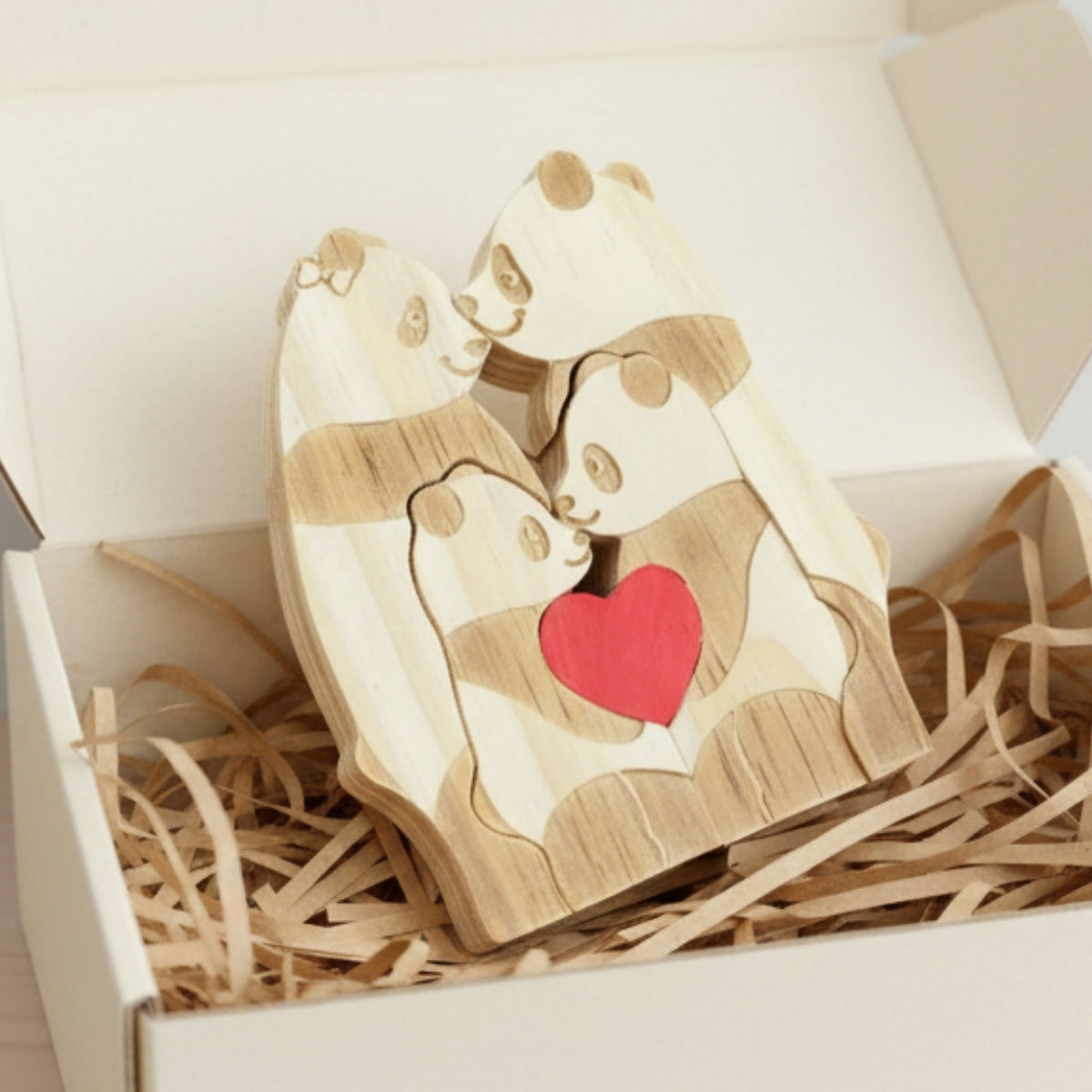 Personalized Panda Family 4 Puzzle Custom Wooden Puzzle