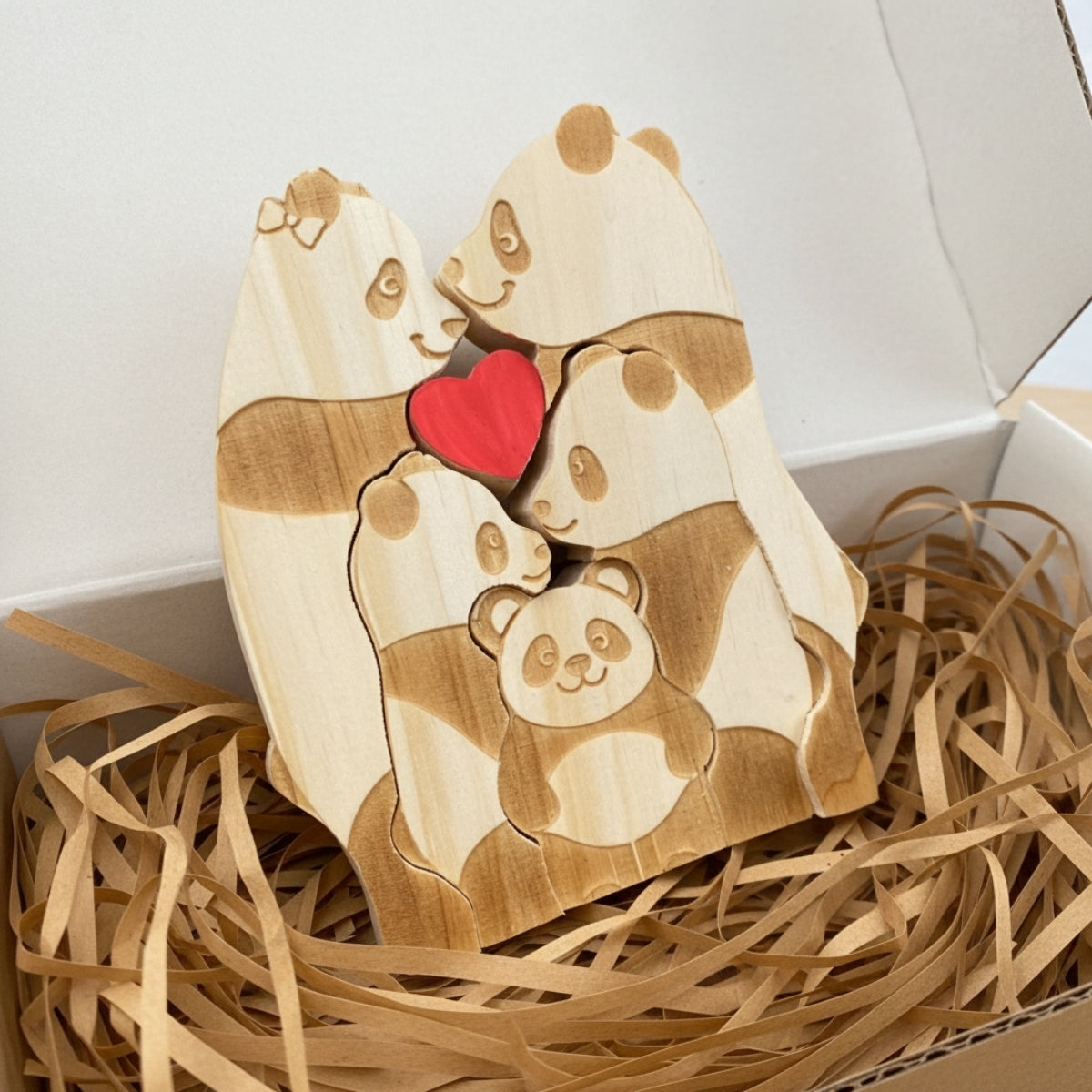 Personalized Panda Family 5 Puzzle Custom Wooden Puzzle