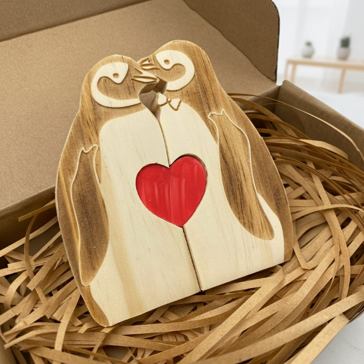 Personalized Penguin Couple Puzzle Custom Wooden Puzzle