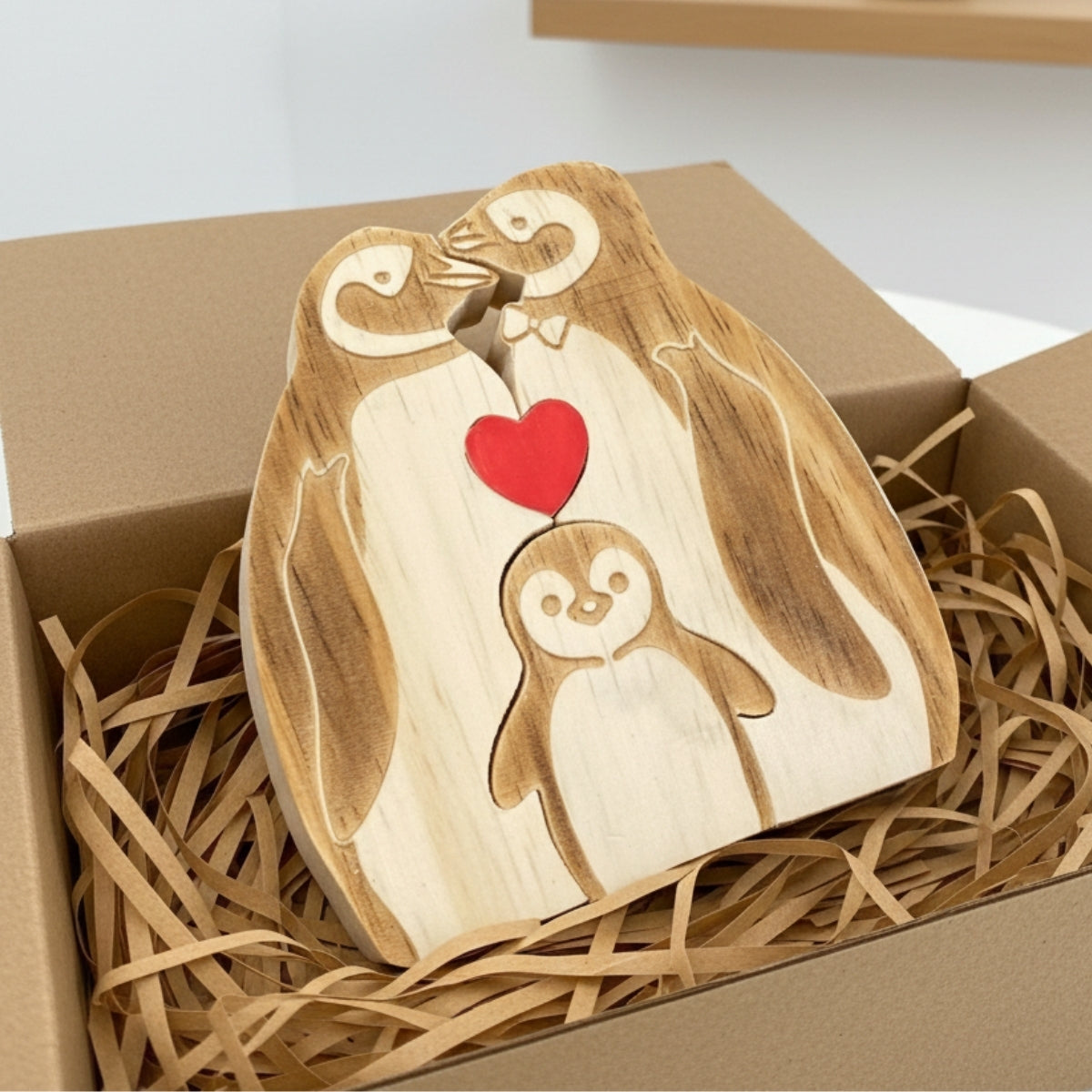 Personalized Penguin Family 3 Puzzle Custom Wooden Puzzle