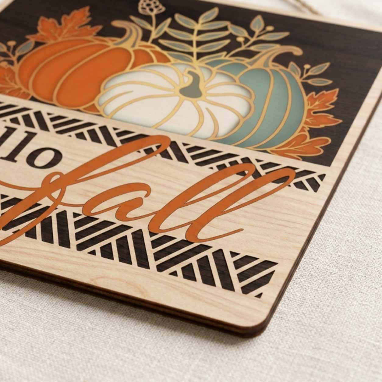 Fall Porch Decor, Pumpkin Themes Hello Fall  Wooden Fall Door Hanger,  Front Door Sign, Farmhouse Fall Decor