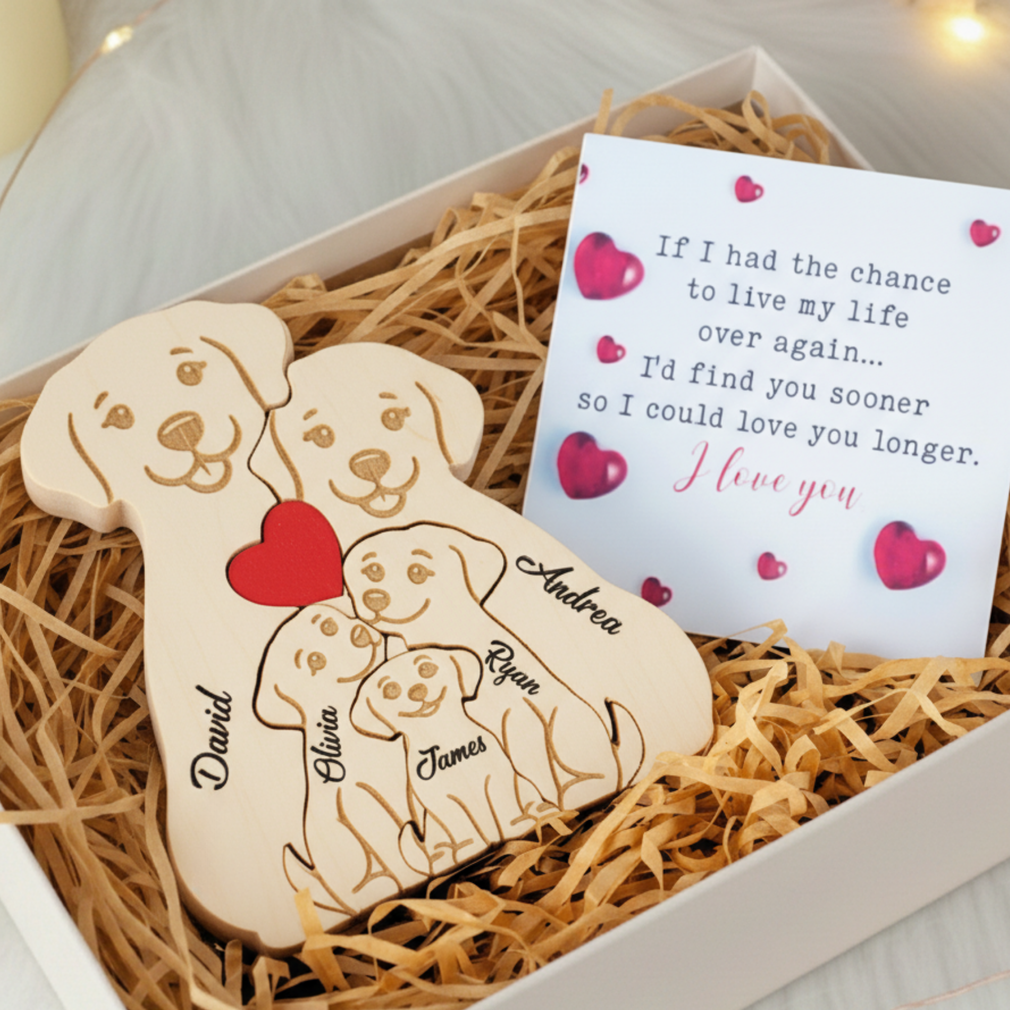 Personalized Dog 5 Pieces Family Edition Custom Wooden Puzzle
