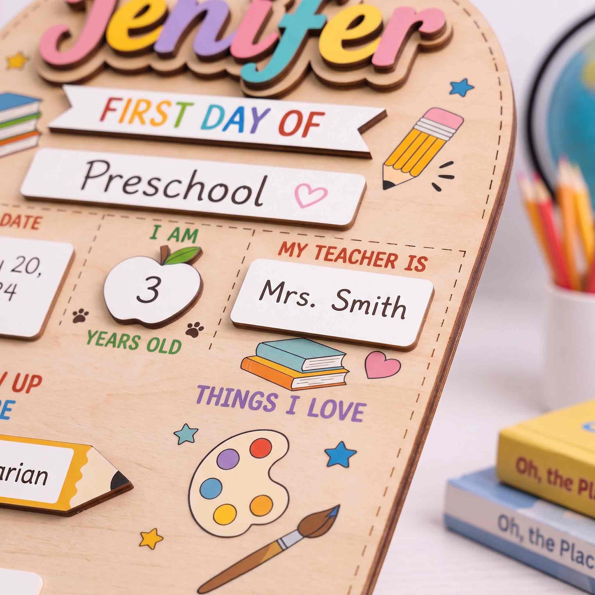Personalized Mordern School Backpack First & Last Day School Sign, Reusable Dry Erase Board, Back to School Sign