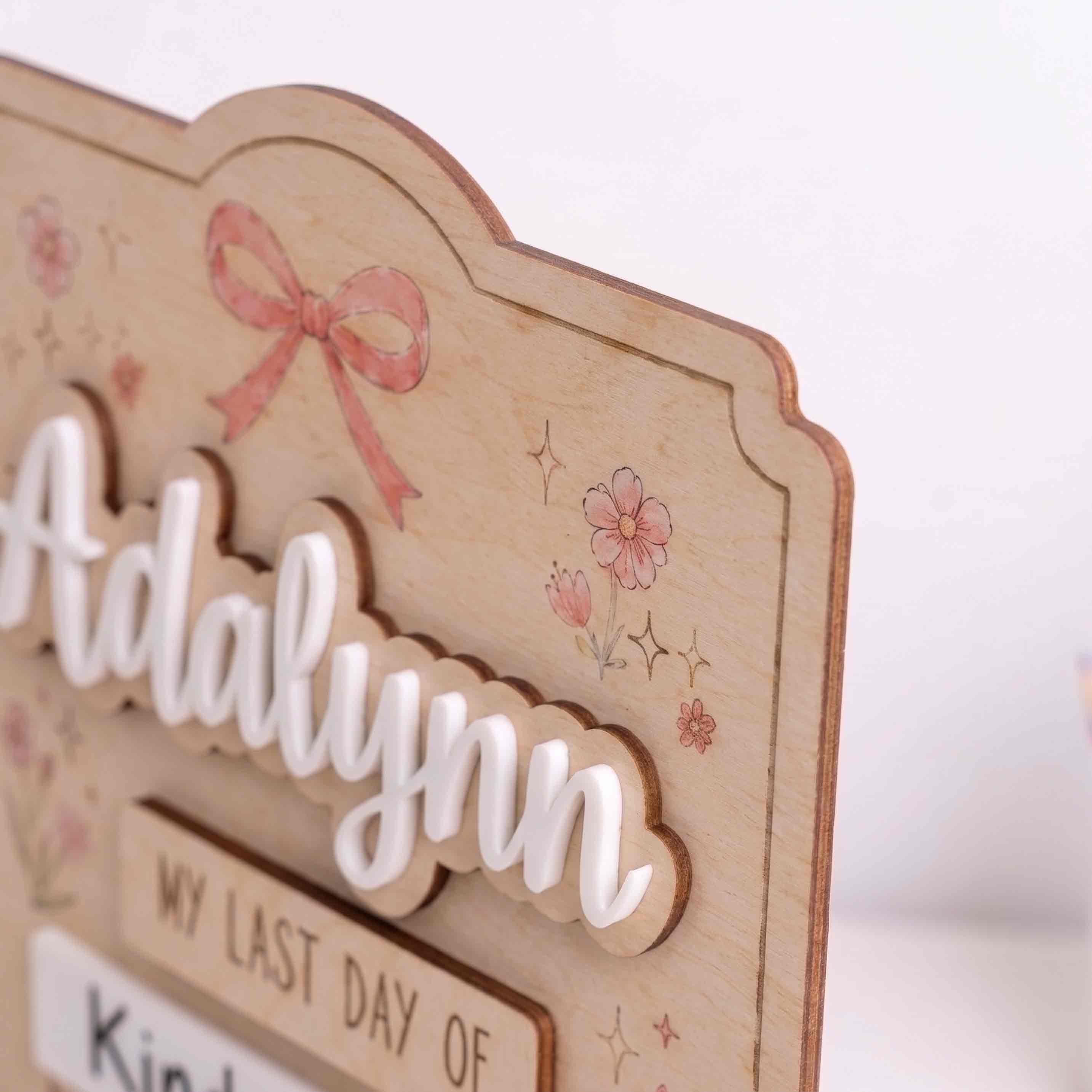 Personalized Bow Floral First & Last Day School Board, Reusable Dry Erase Board, Back to School Sign