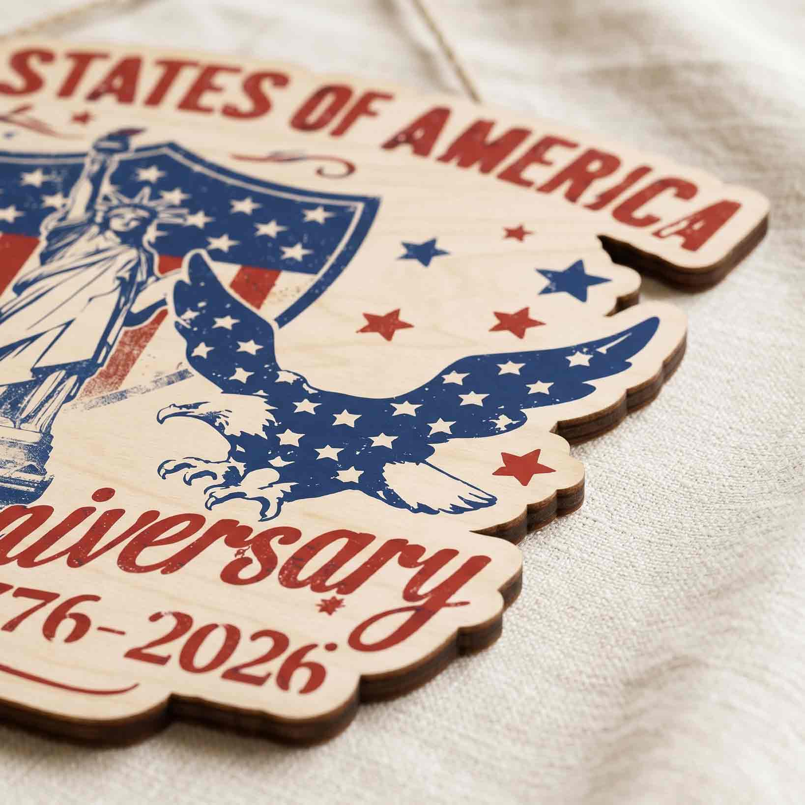 United States Of America 250th Anniversary Wooden Sign Patriotic Eagle Liberty Decor 1776-2026