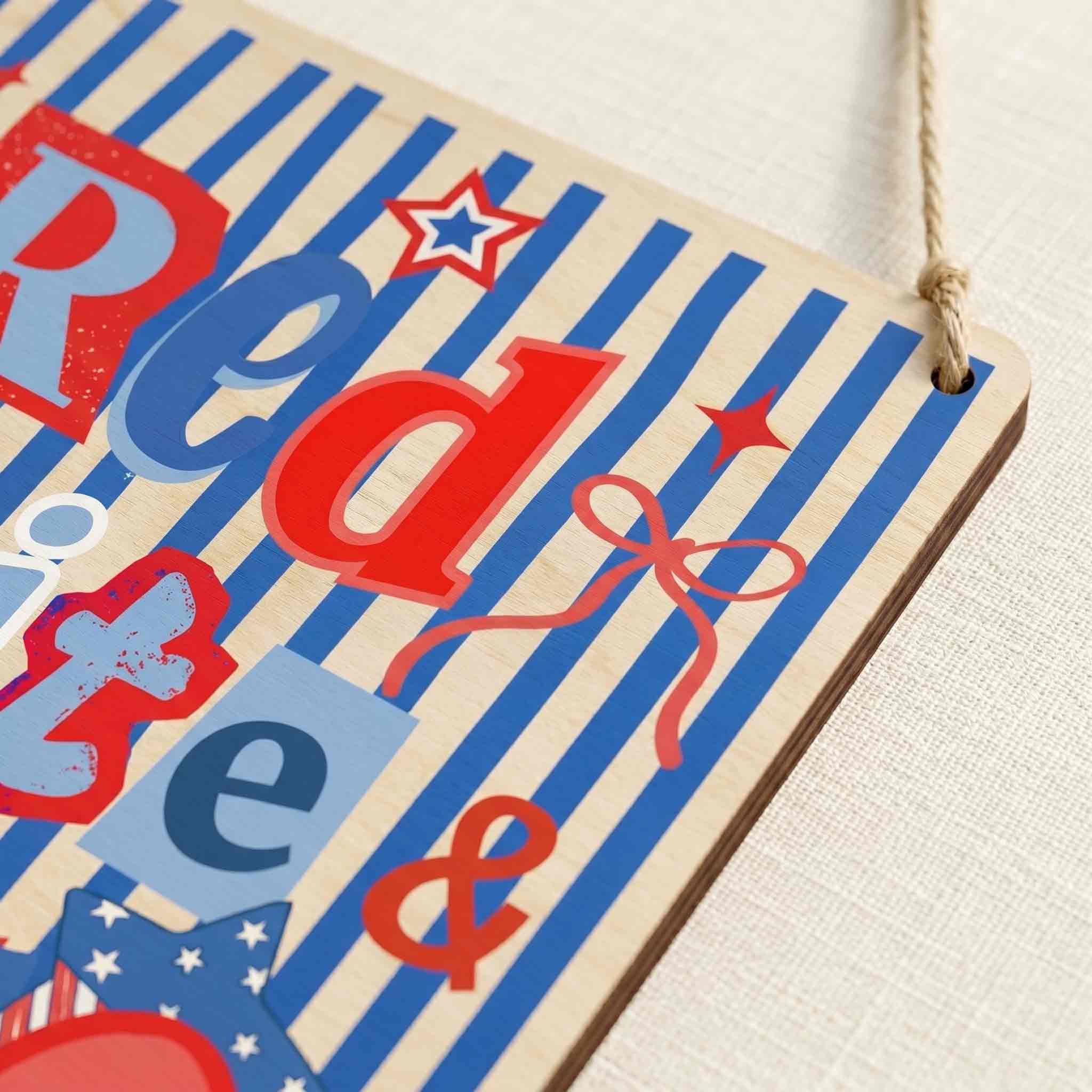 Red White & 250 American Pride Celebration Decor Wooden Sign