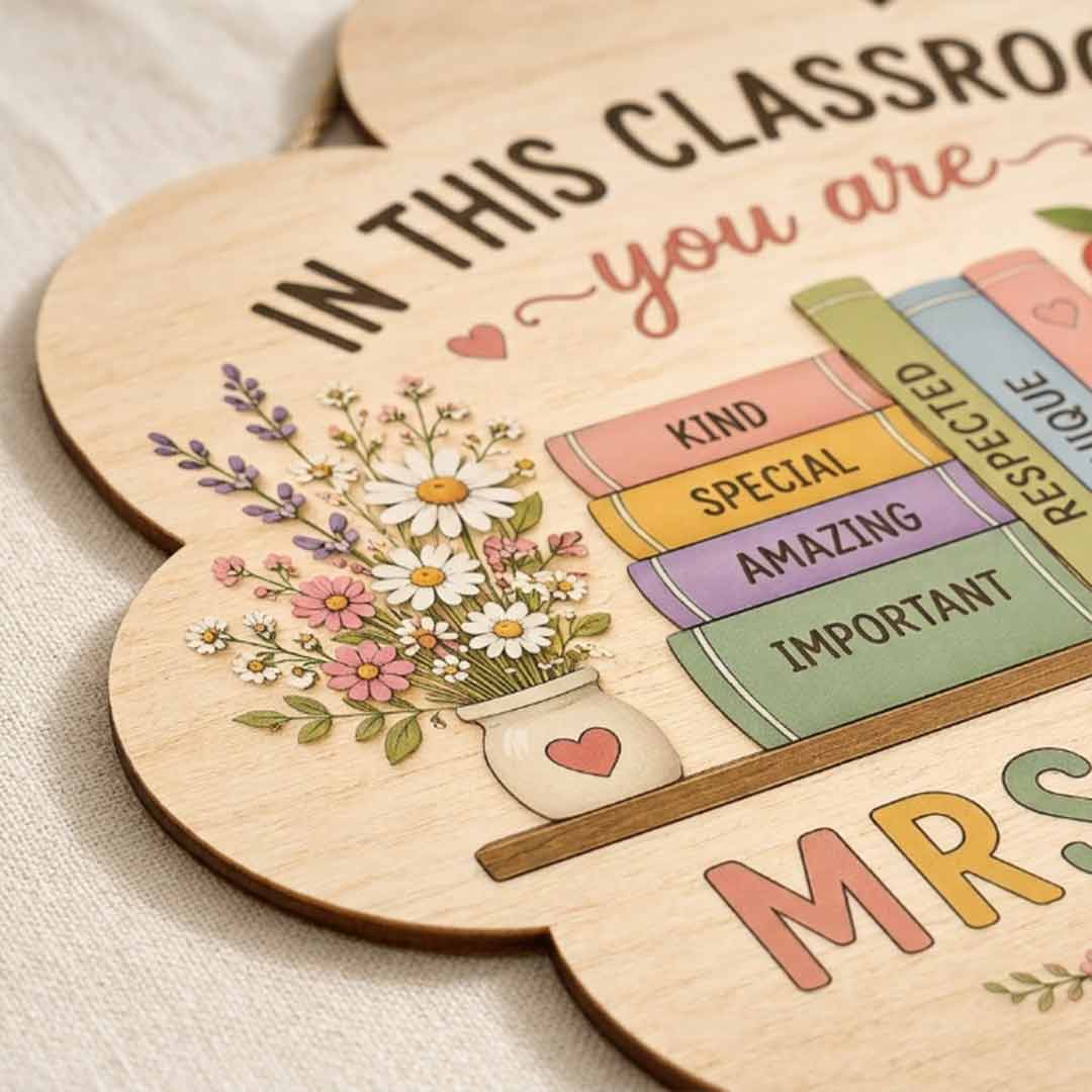 Personalized Teacher Name Wooden Sign Door Hanger In Classroom You Are Kind, Special Wooden Classroom Decor, Back to School Sign