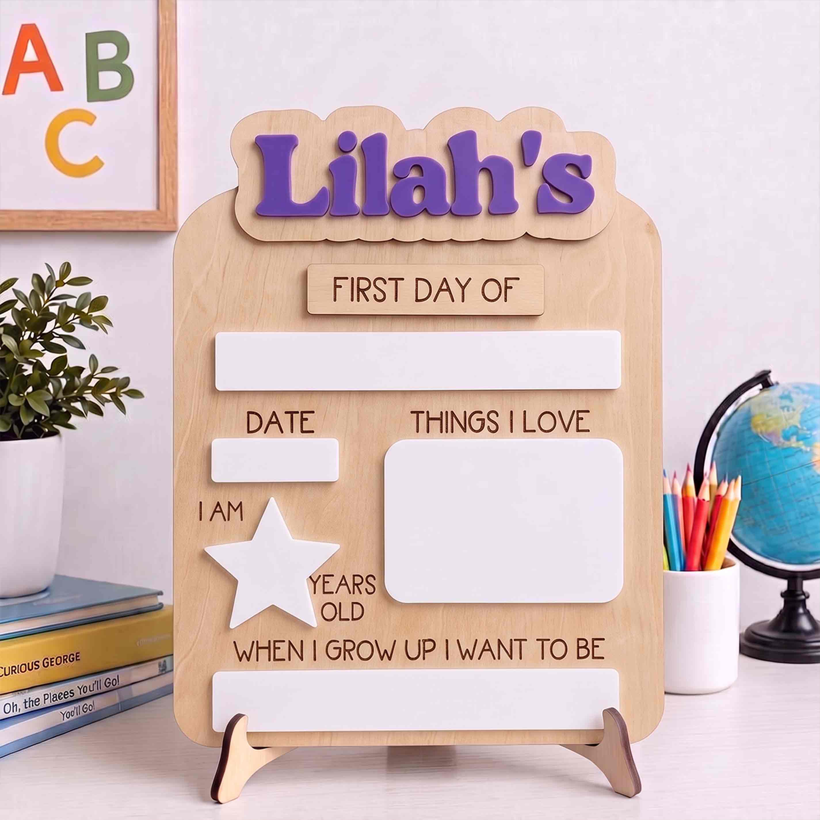 Personalized Modern Minimal Style First & Last Day School Sign, Reusable Dry Erase Board, Back to School Sign