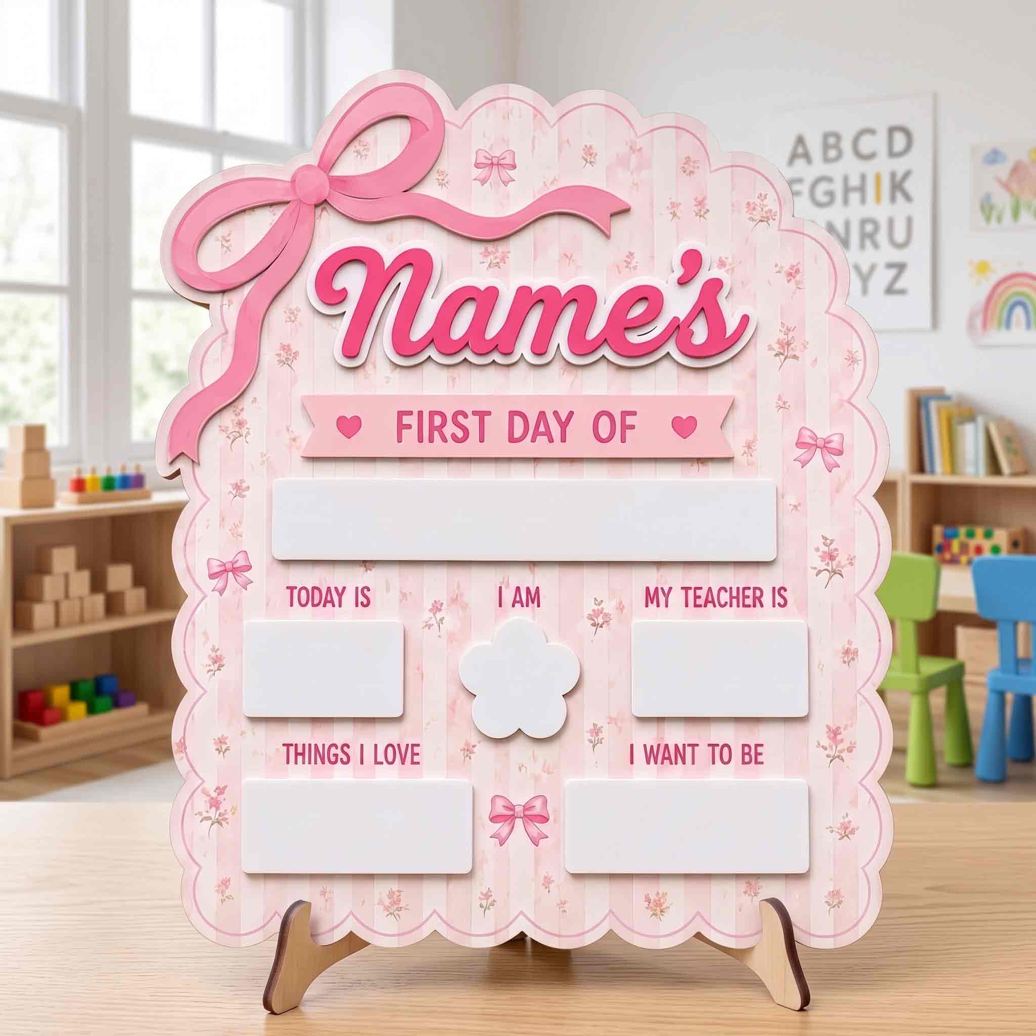 Personalized Sweet Coquette Theme First & Last Day School Sign, Reusable Dry Erase Board, Back to School Sign