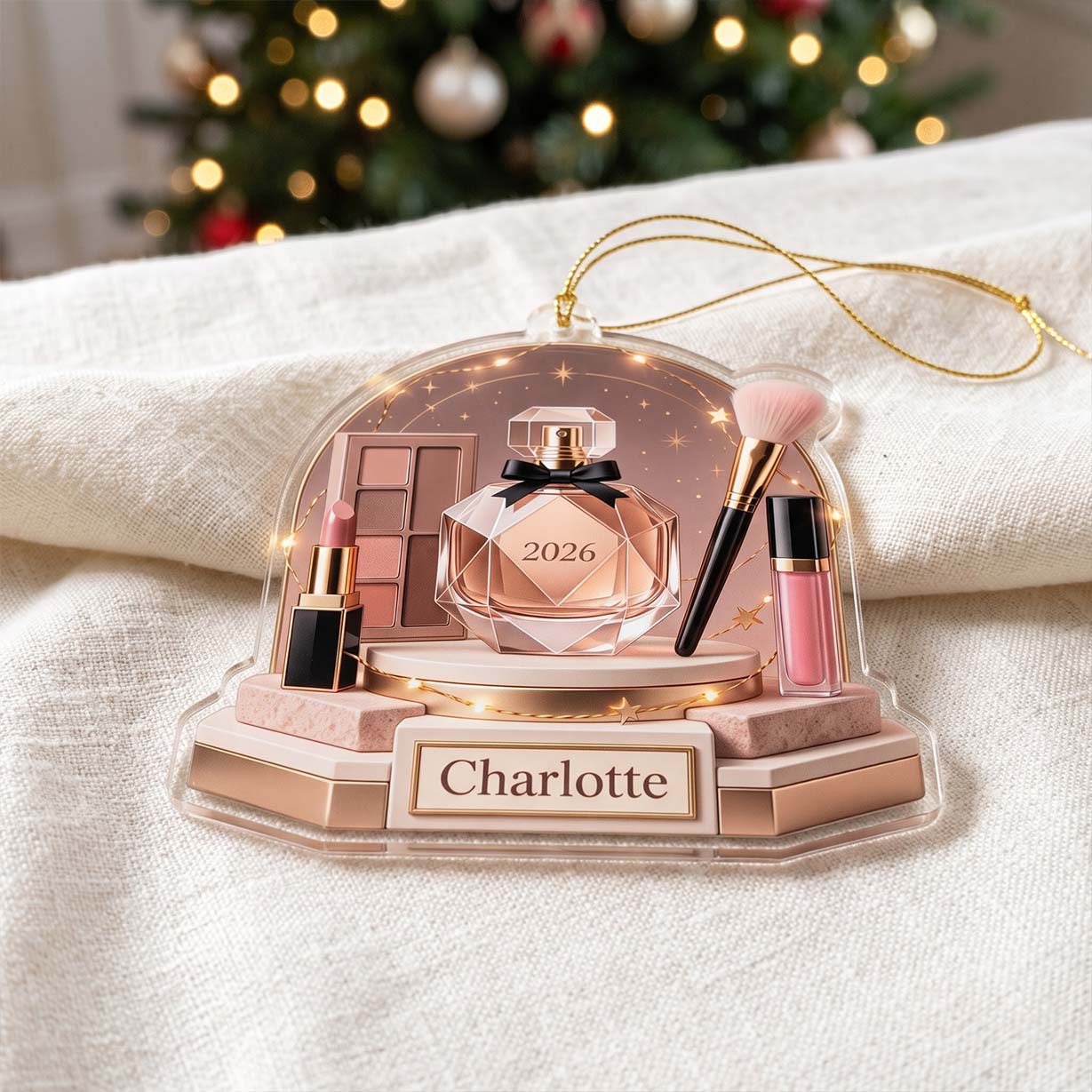 Perfume Vanity Makeup Display Custom Name Date Acrylic Christmas Ornament Beauty Lover