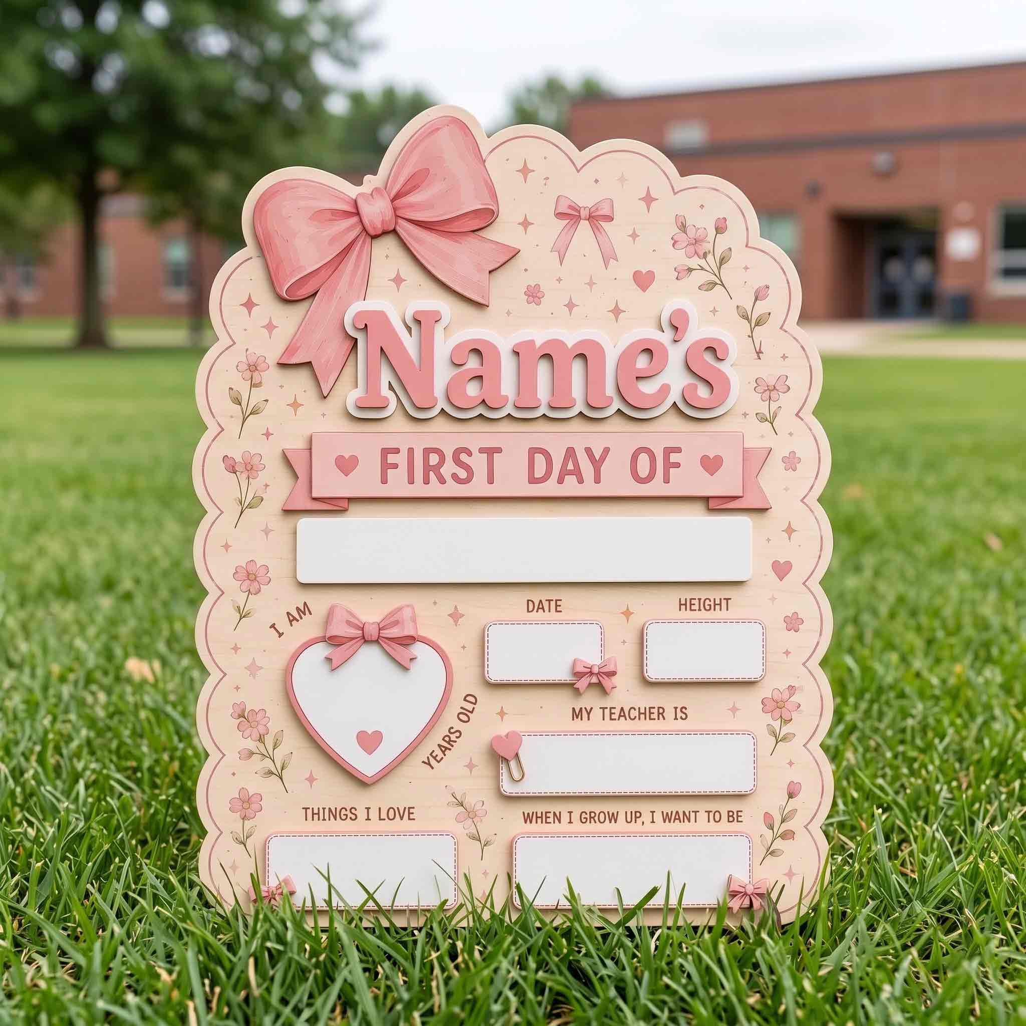 Personalized Delicate Floral Theme First & Last Day School Sign, Reusable Dry Erase Board, Back to School Sign