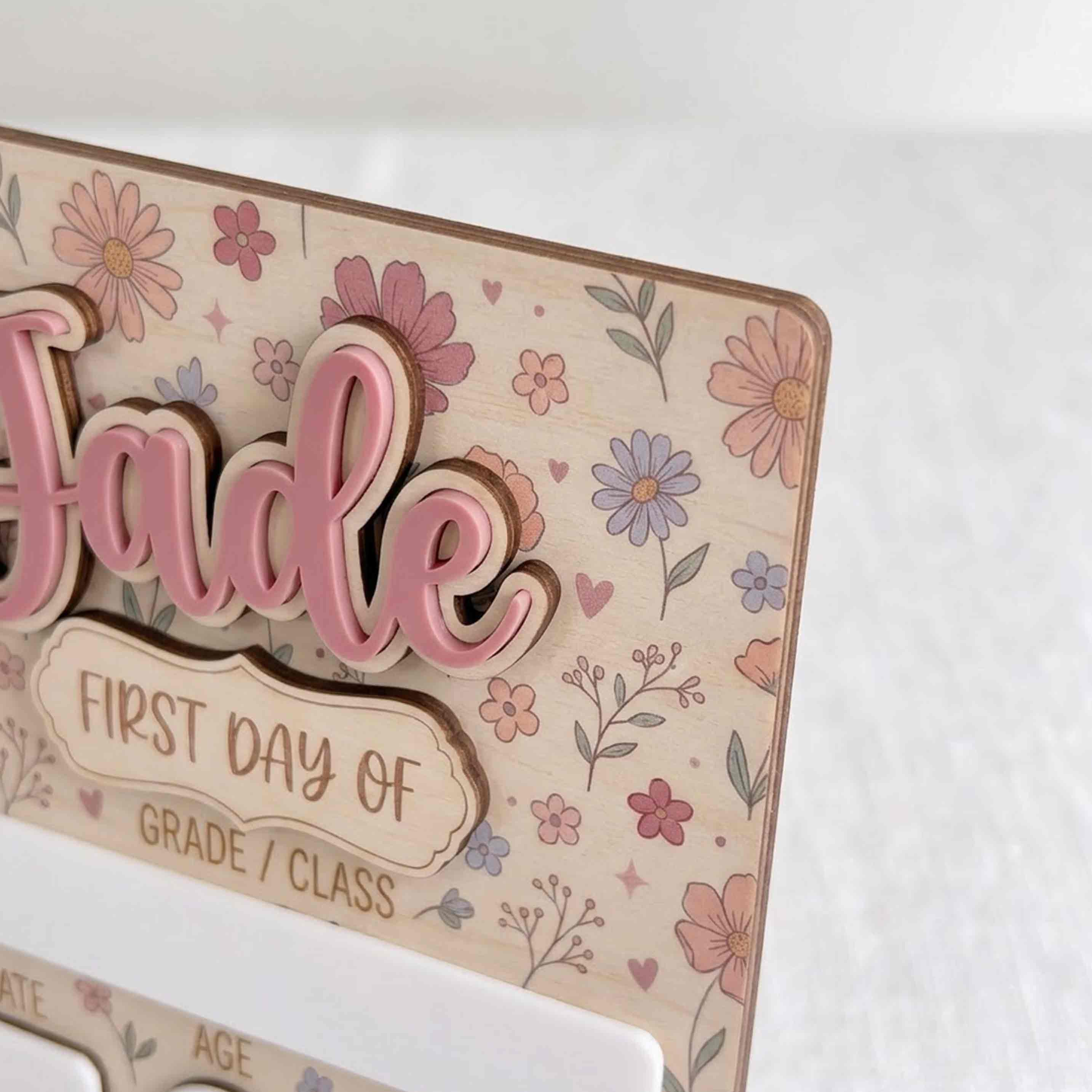 Personalized Vintage Floral First & Last Day School Sign, Reusable Dry Erase Board, Back to School Sign