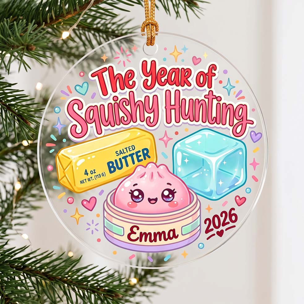 Squishy Hunting Butter Ice Cube Custom Name Date Acrylic Christmas Ornament Cute Christmas Tree Decor Gift