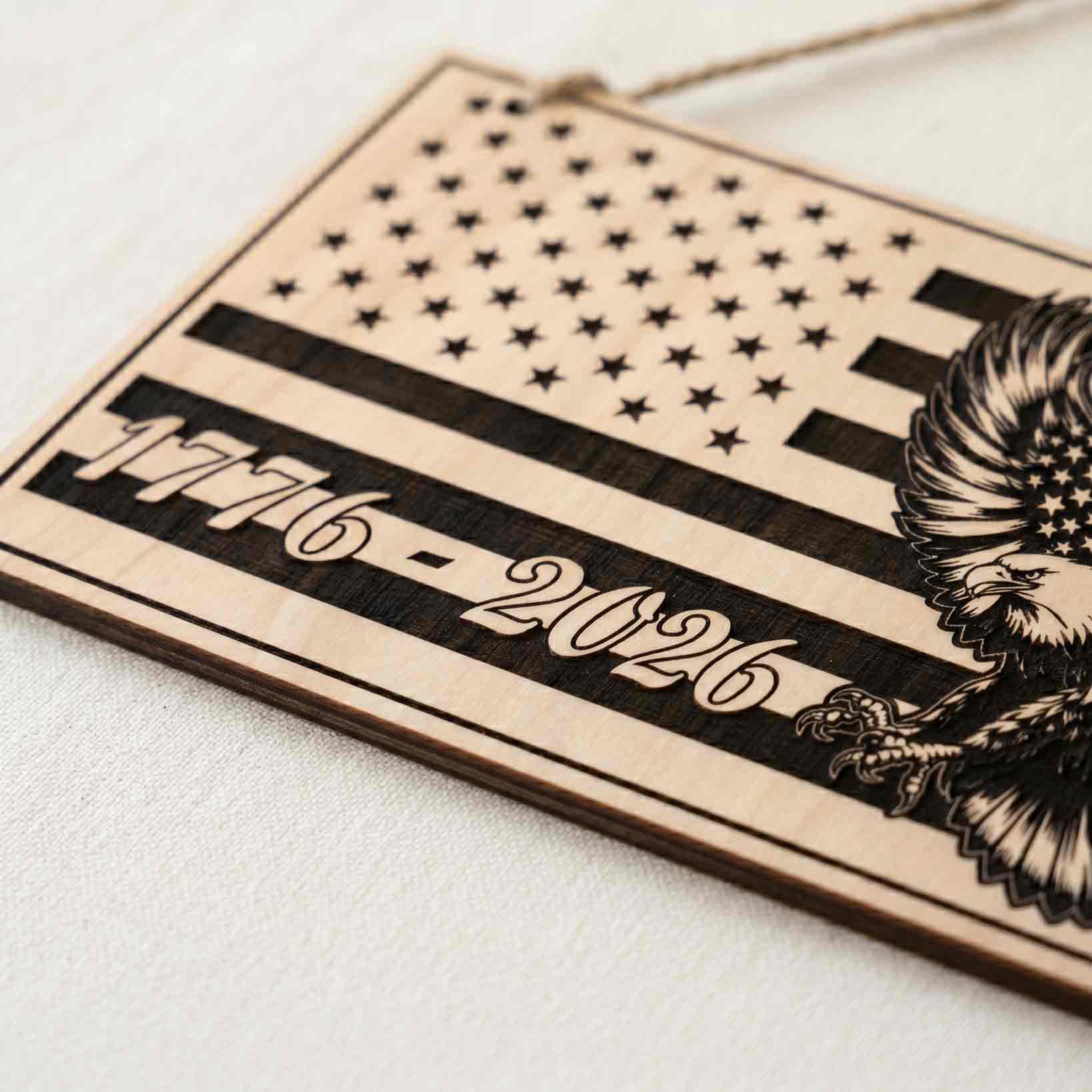 America 76 Land Of The Free Wooden Hanging Sign Patriotic Decor
