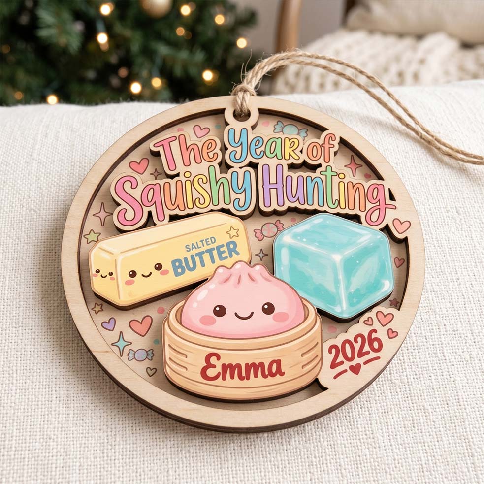 Pastel Squishy Hunting Butter Custom Name Date Wooden Ornament Squishy