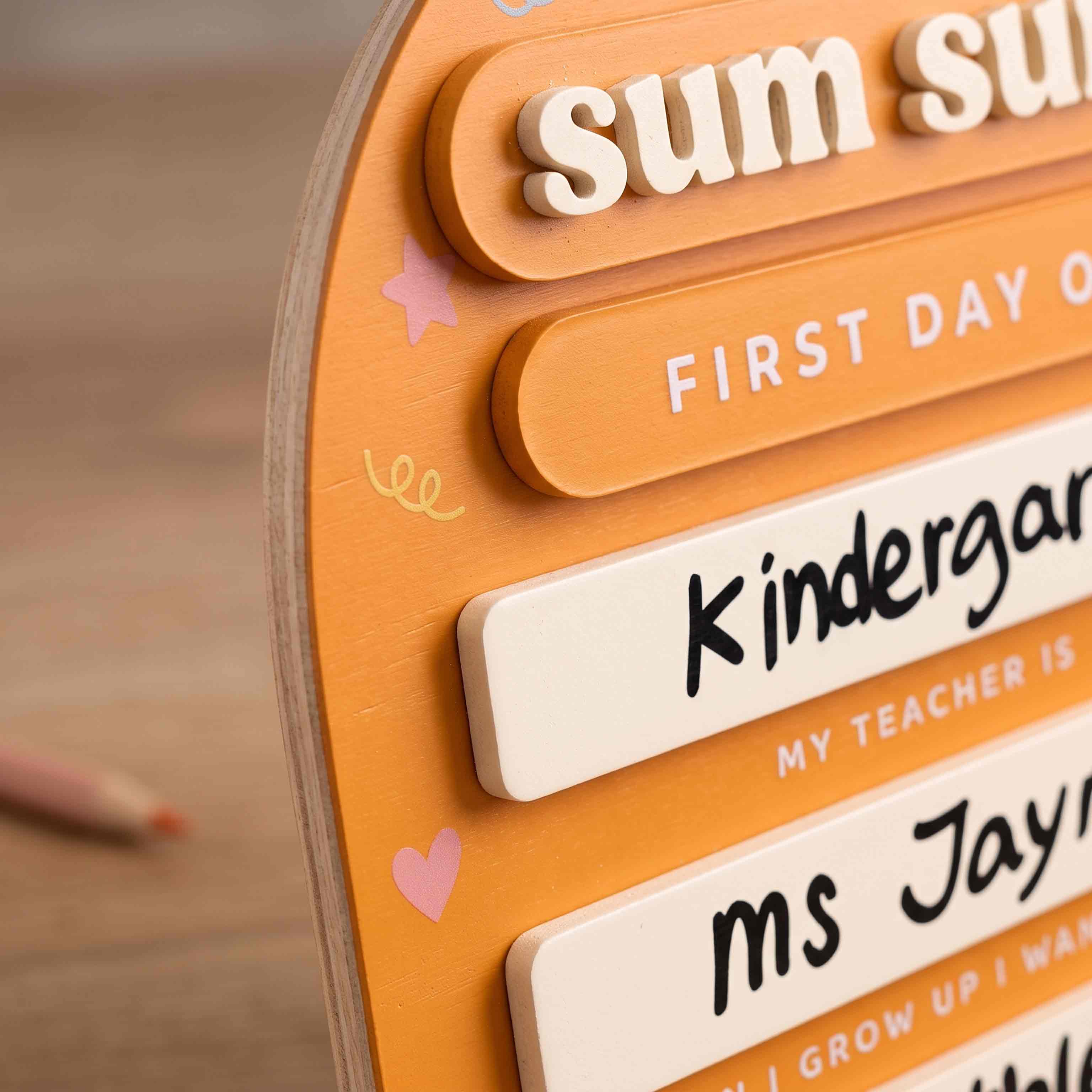 Personalized Orange Rainbow First & Last Day School Board, Reusable Dry Erase Board, Back to School Sign