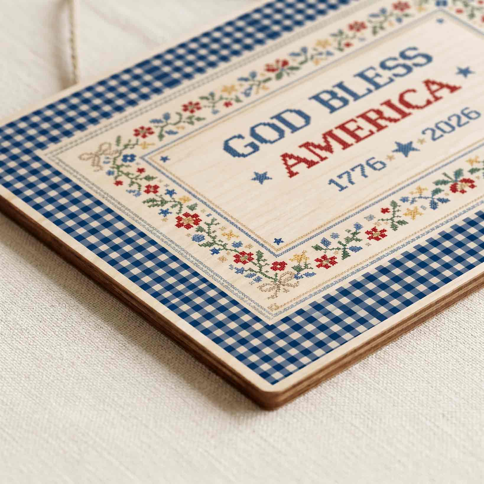 God Bless America Farmhouse Wooden Sign