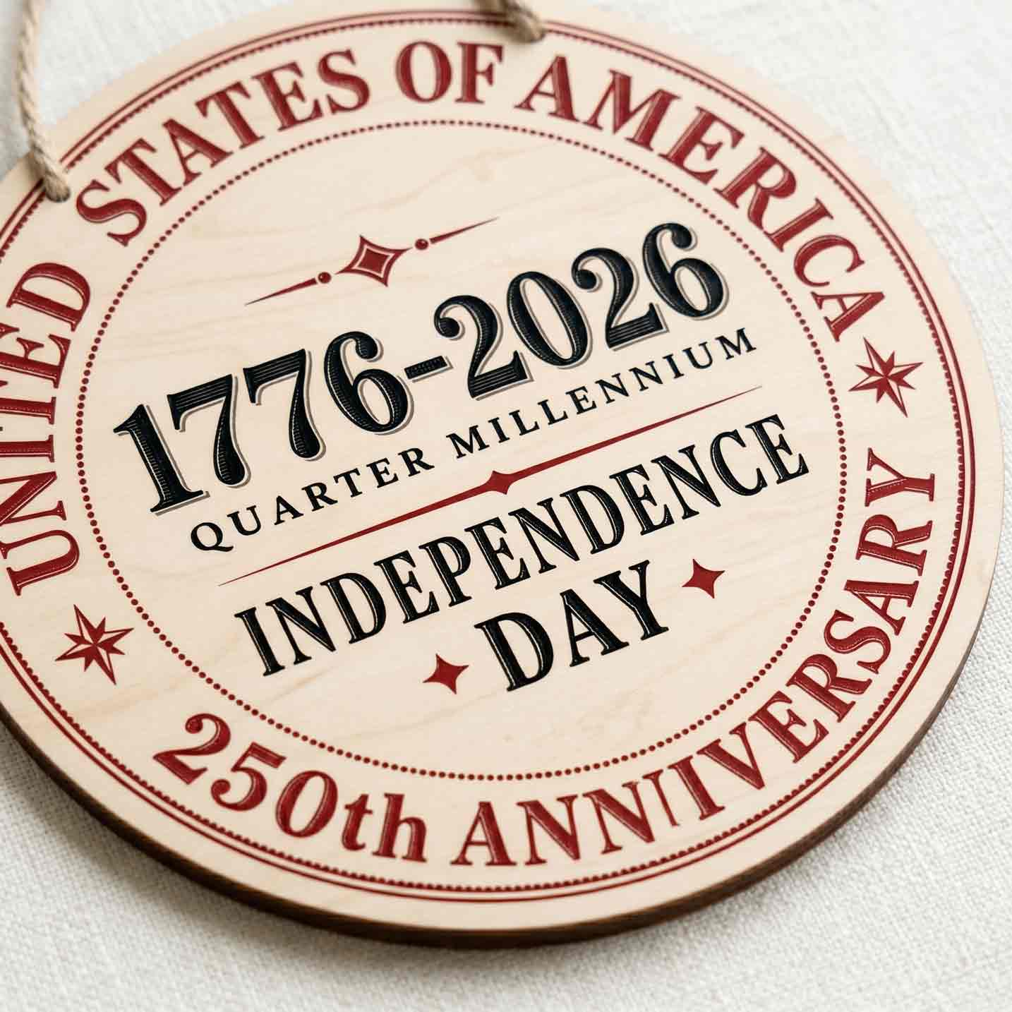 United States Of America Quarter Millennium Independence Day 250th Anniversary Decor Wooden Sign