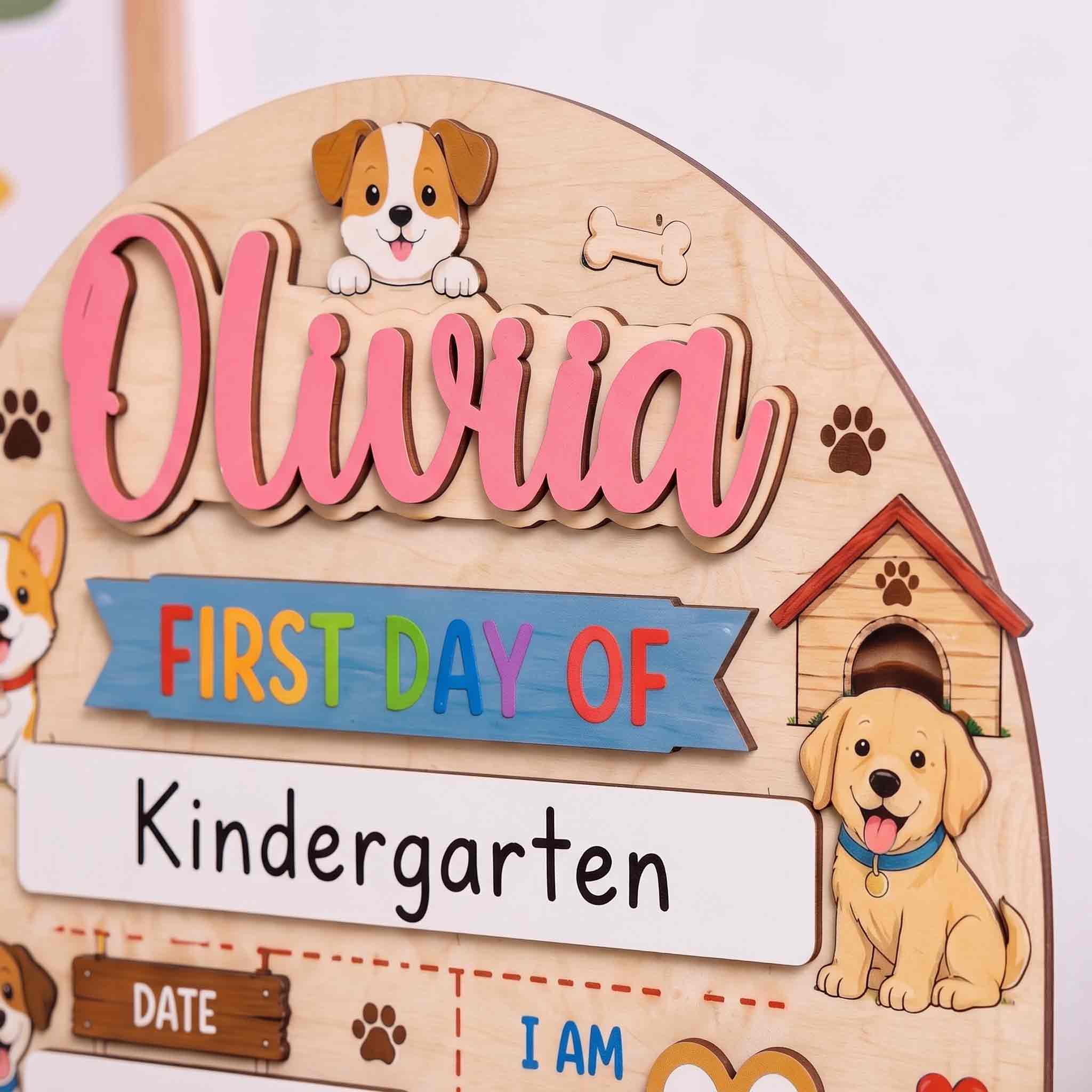Personalized Dog Lover First & Last Day School Sign, Reusable Dry Erase Board, Back to School Sign