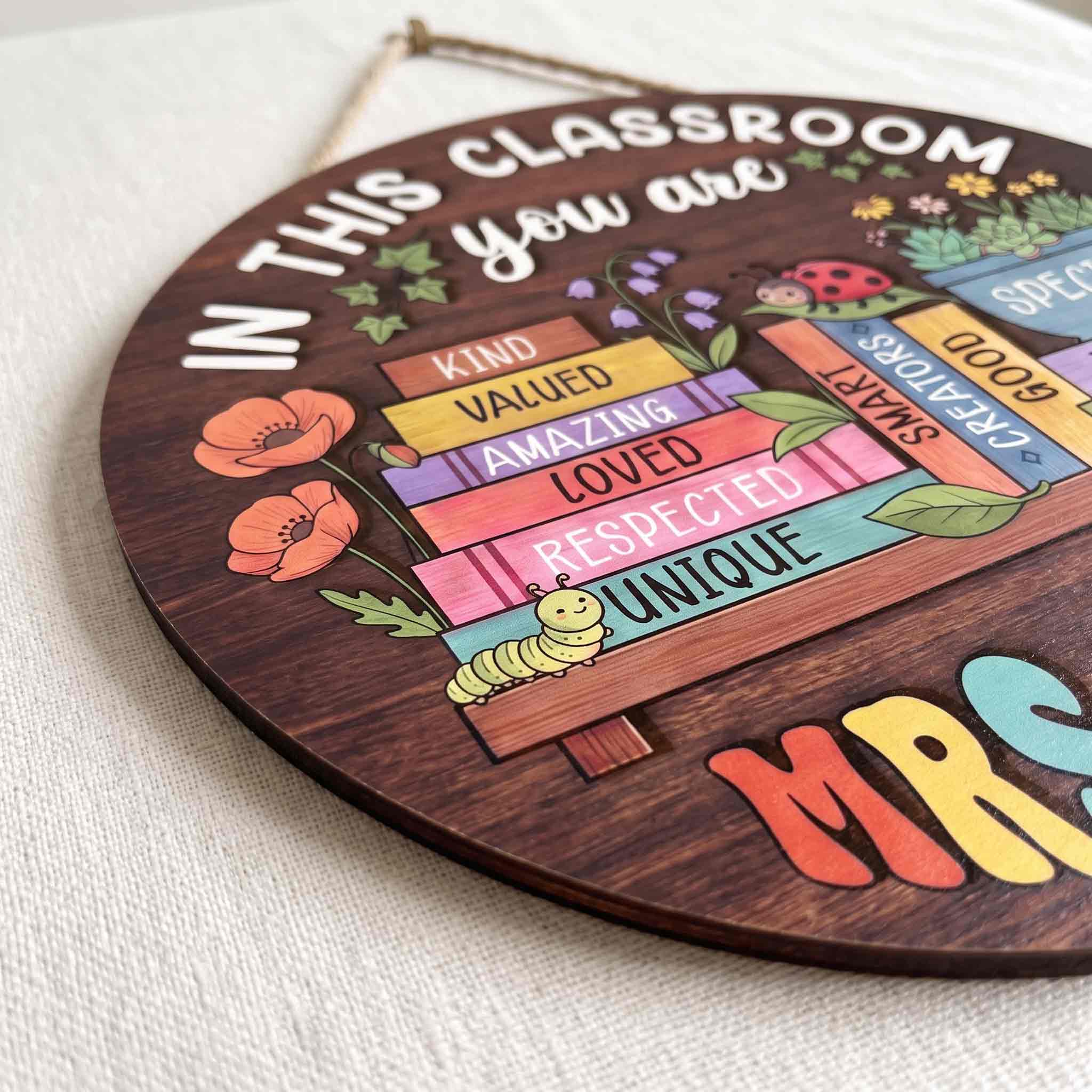 Personalized Teacher Name Classroom Door Hanger, In This Classroom You Are Wooden School Sign, Inspirational Classroom Decor