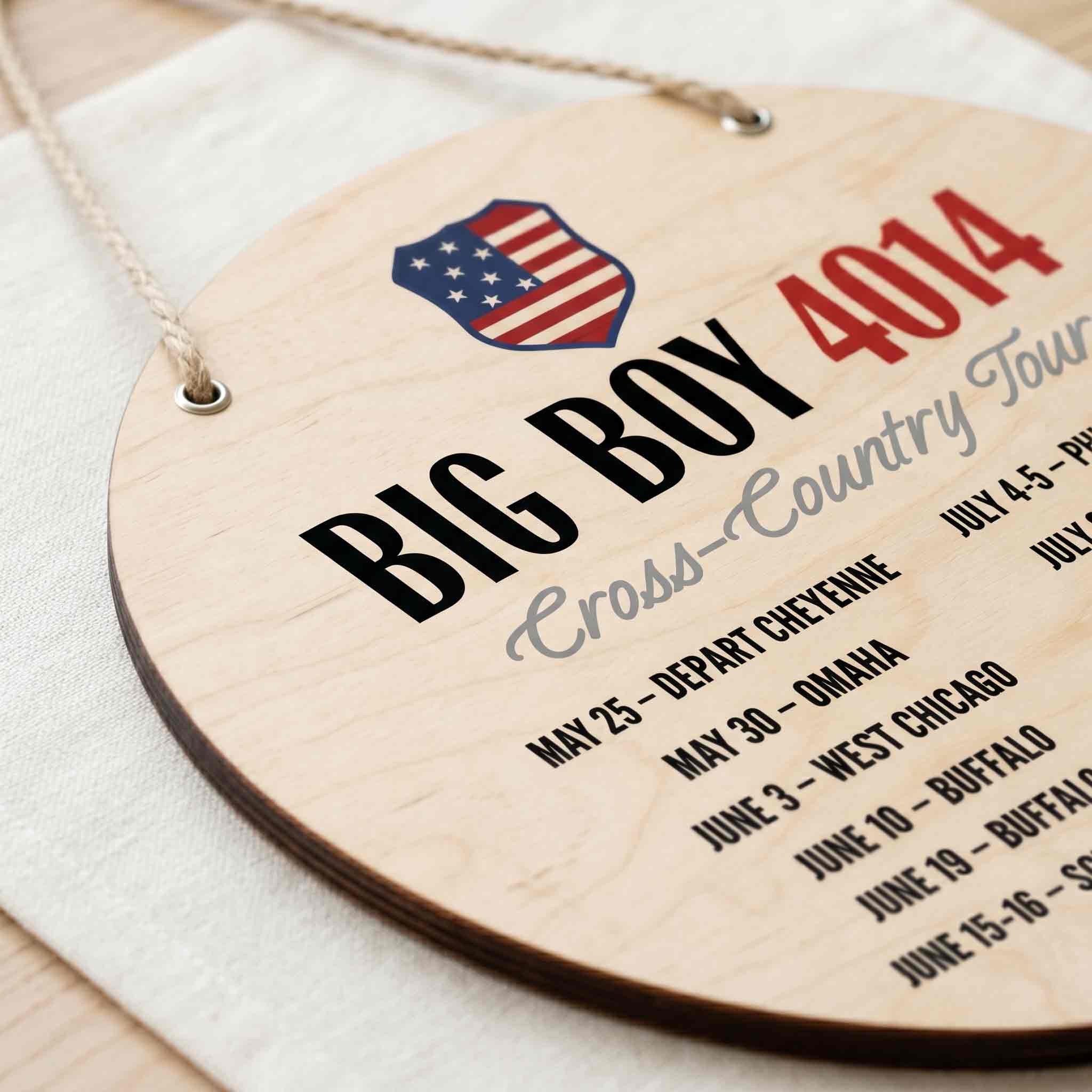 Big Boy Cross Country Tour Train Wooden Sign