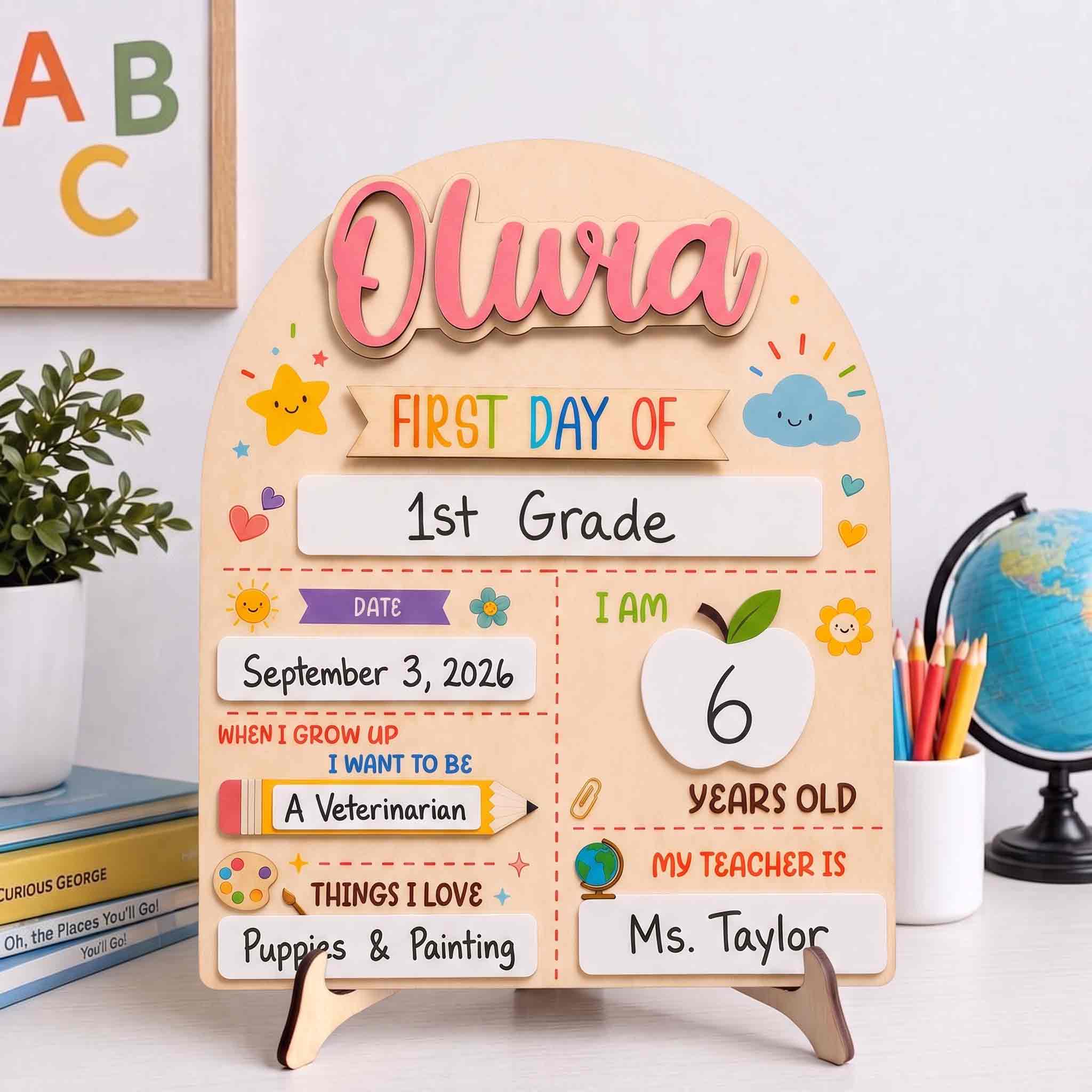 Personalized Happy Classroom First & Last Day School Board, Reusable Dry Erase Board, Back to School Sign