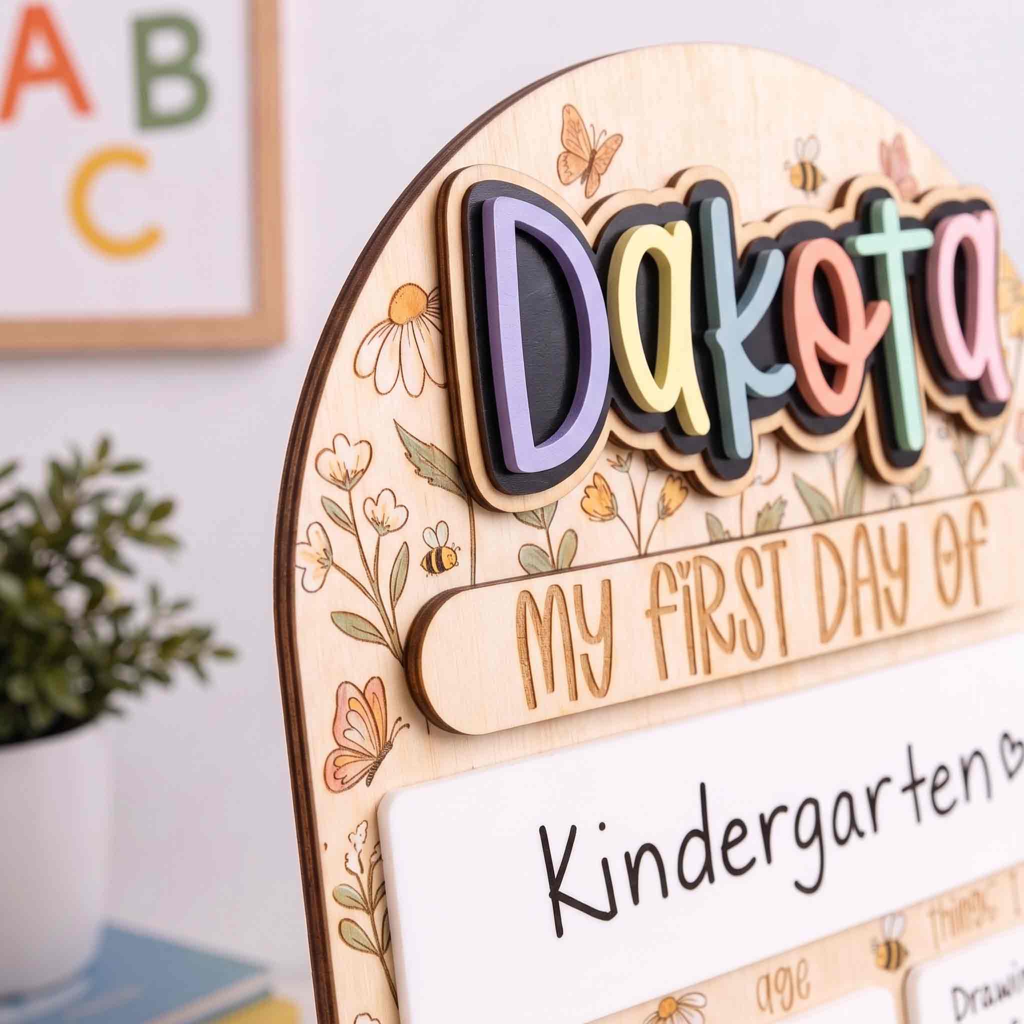 Personalized Cottage Garden First & Last Day School Sign, Reusable Dry Erase Board, Back to School Sign