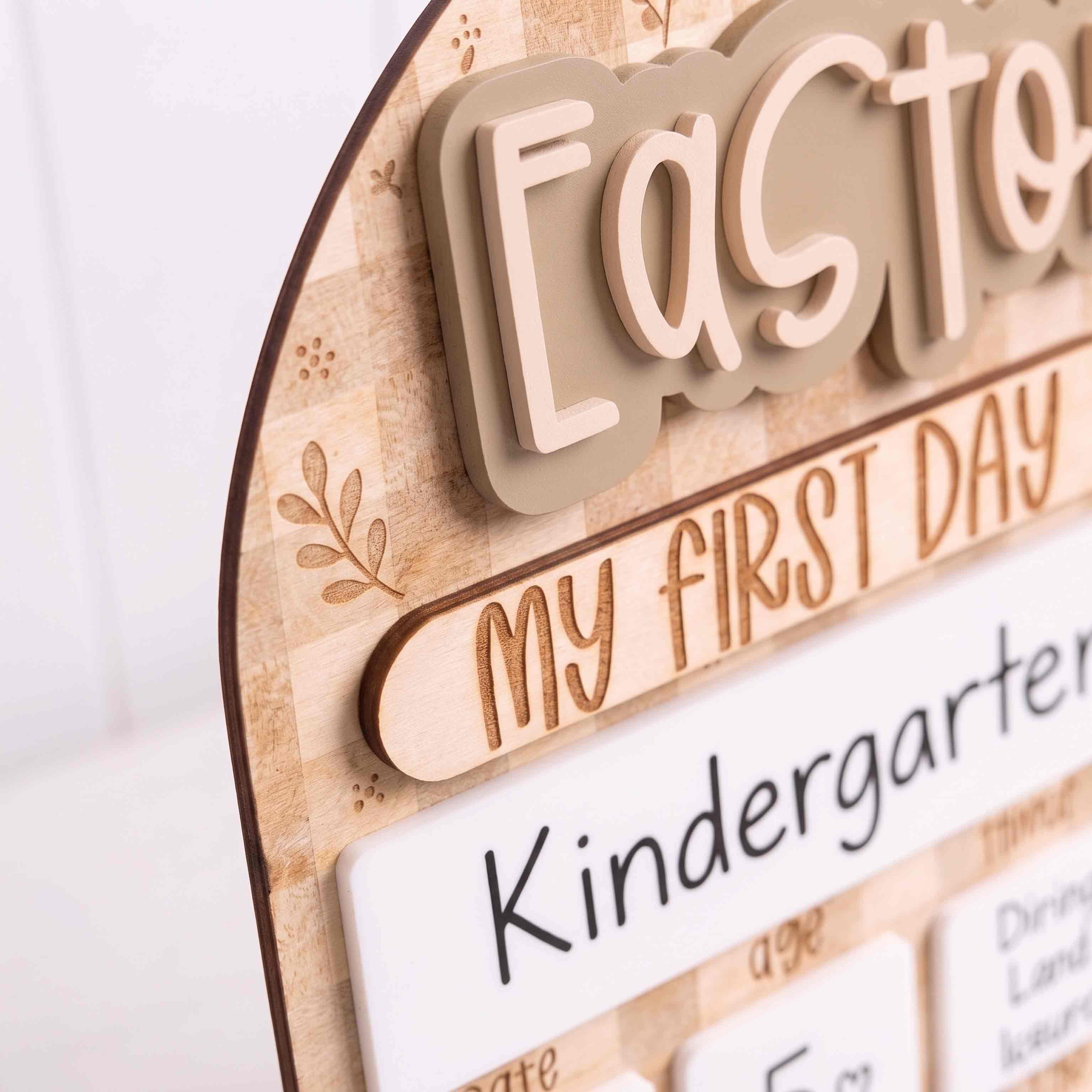 Personalized Beige Gingham First & Last Day School Sign, Reusable Dry Erase Board, Back to School Sign