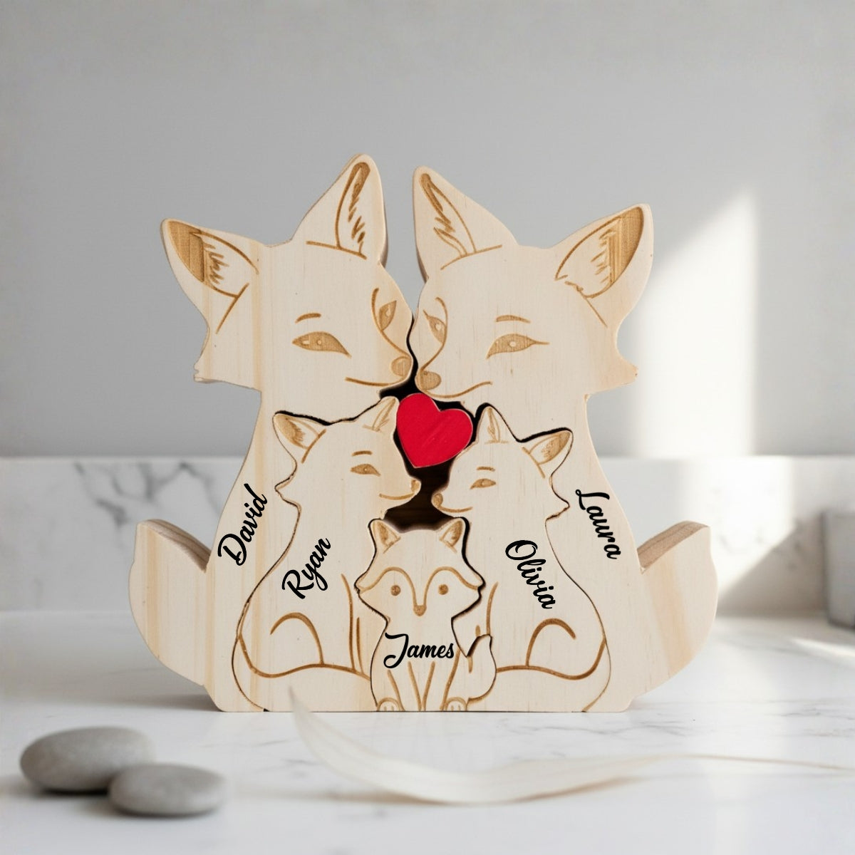 Personalized Fox Family 5 Puzzle Custom Wooden Puzzle