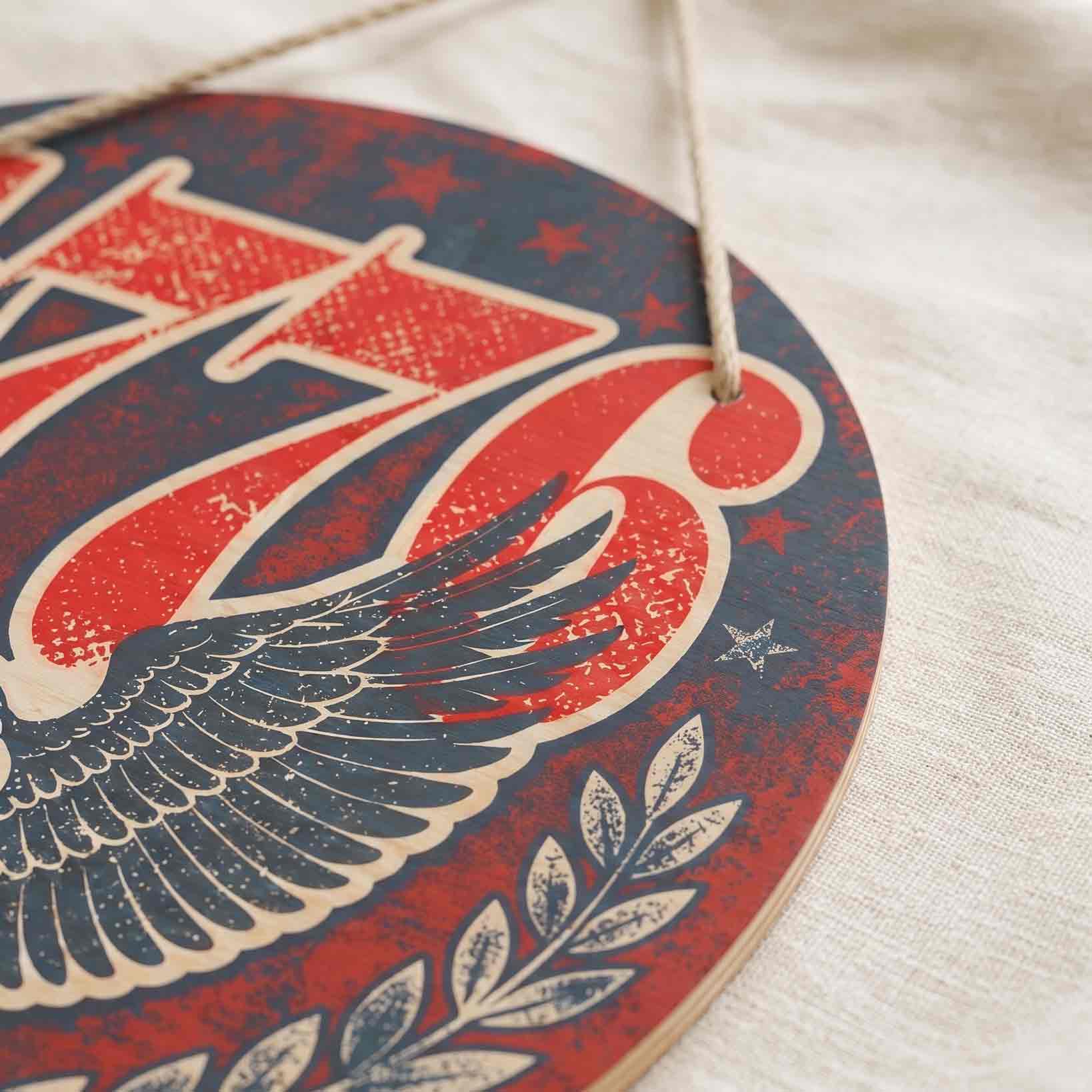 1776 American Eagle Patriotic Wooden Sign