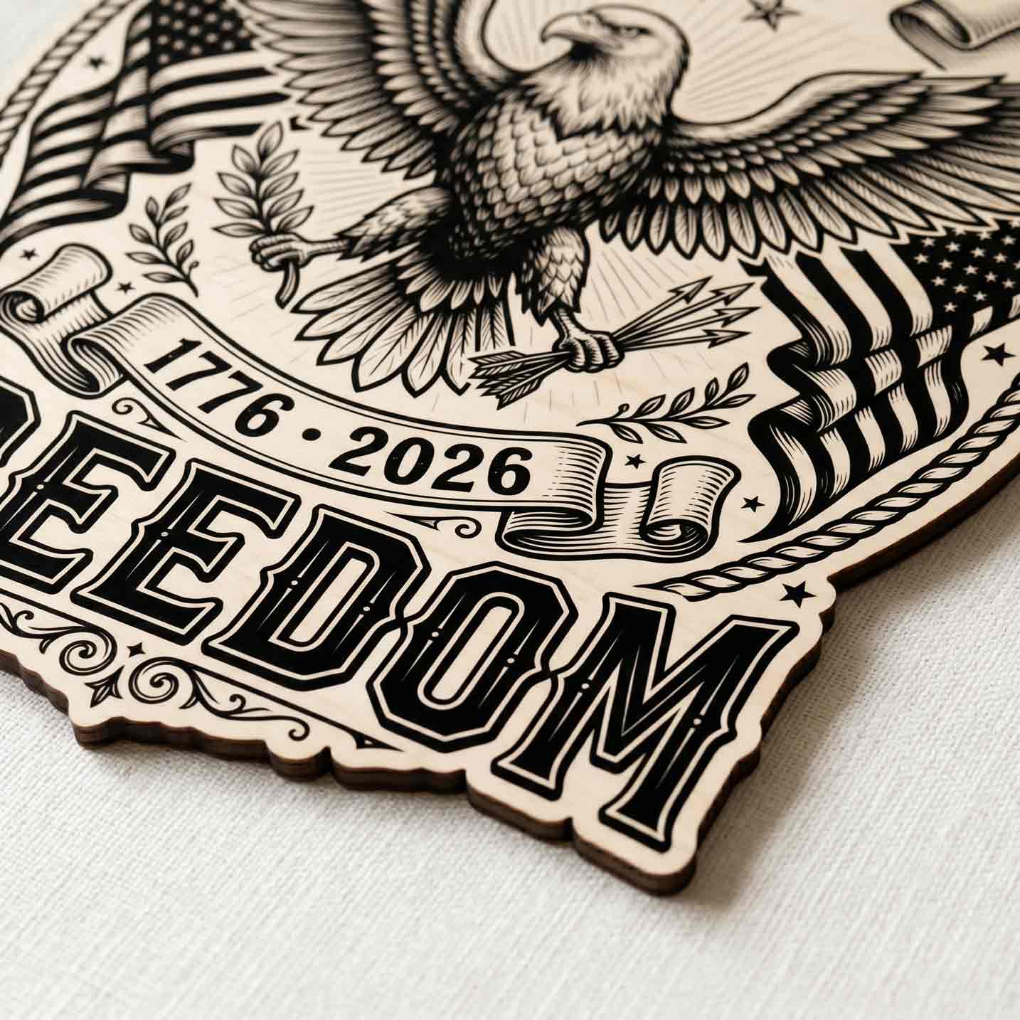 250 Years of Freedom Vintage Eagle 1776-2026 Wooden Sign