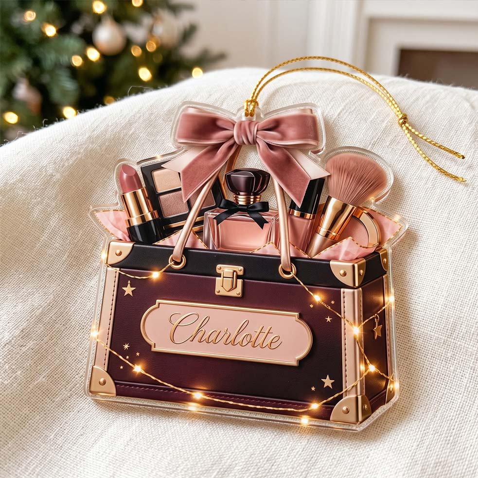 Makeup Vanity Trunk Lipstick Brush Custom Name Acrylic Christmas Ornament Beauty Artist