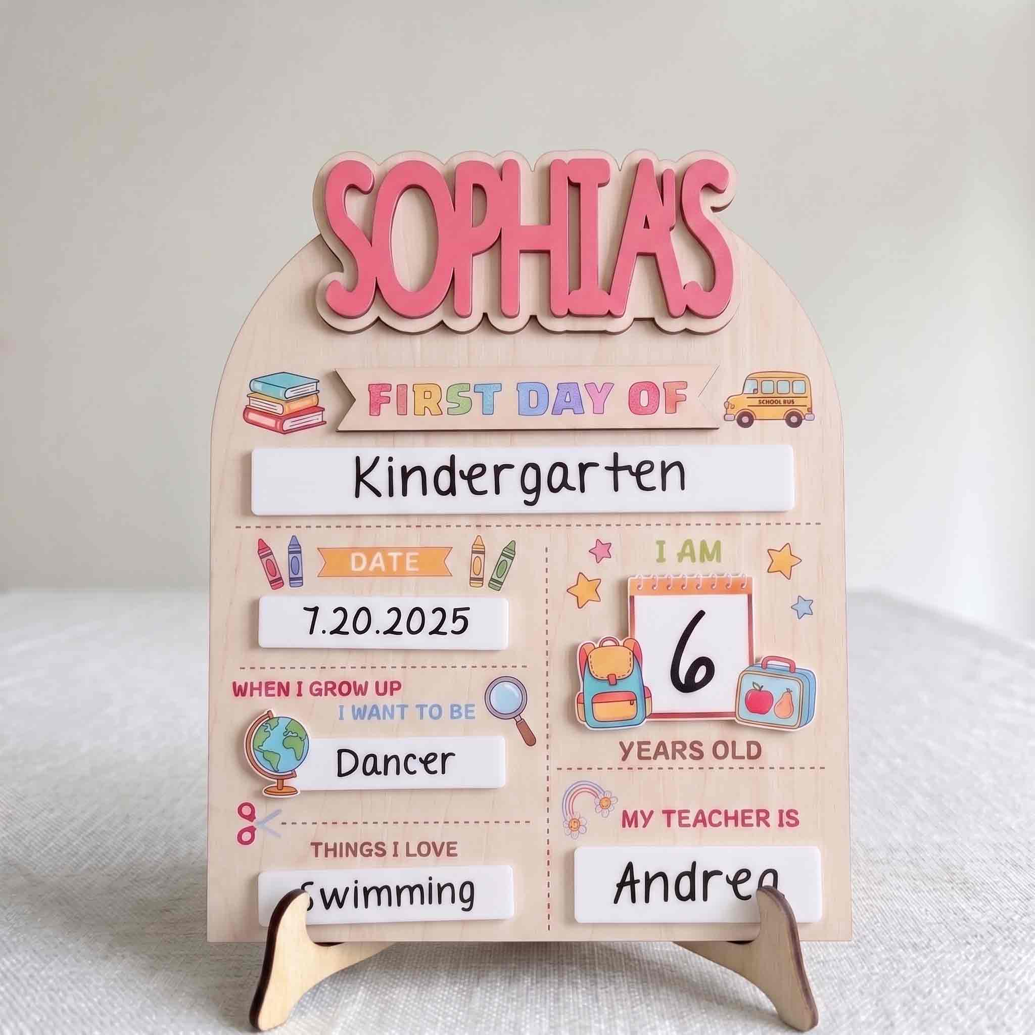 Personalized Cute First Day School Board, Reusable Dry Erase Board, Back to School Sign