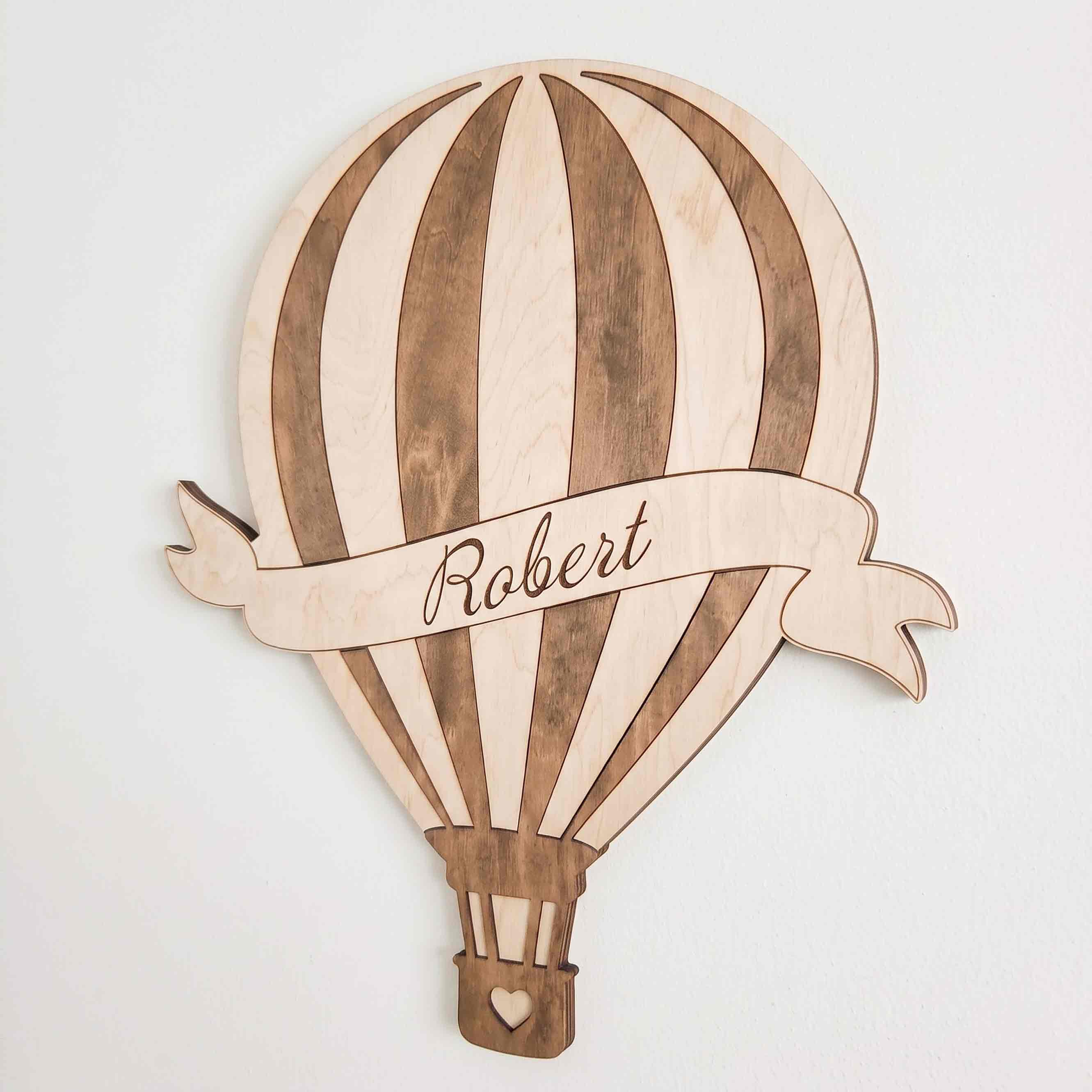 Personalized Hot Air Balloon Nursery Name Sign Wooden Baby Room Decor