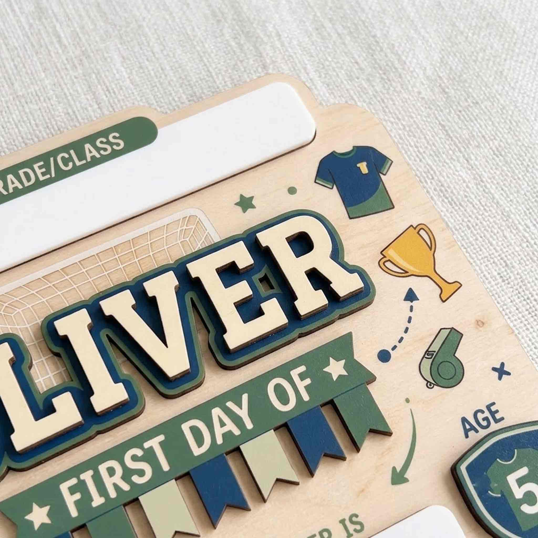 Personalized Green Soccer Theme First & Last Day School Sign, Reusable Dry Erase Board, Back to School Sign