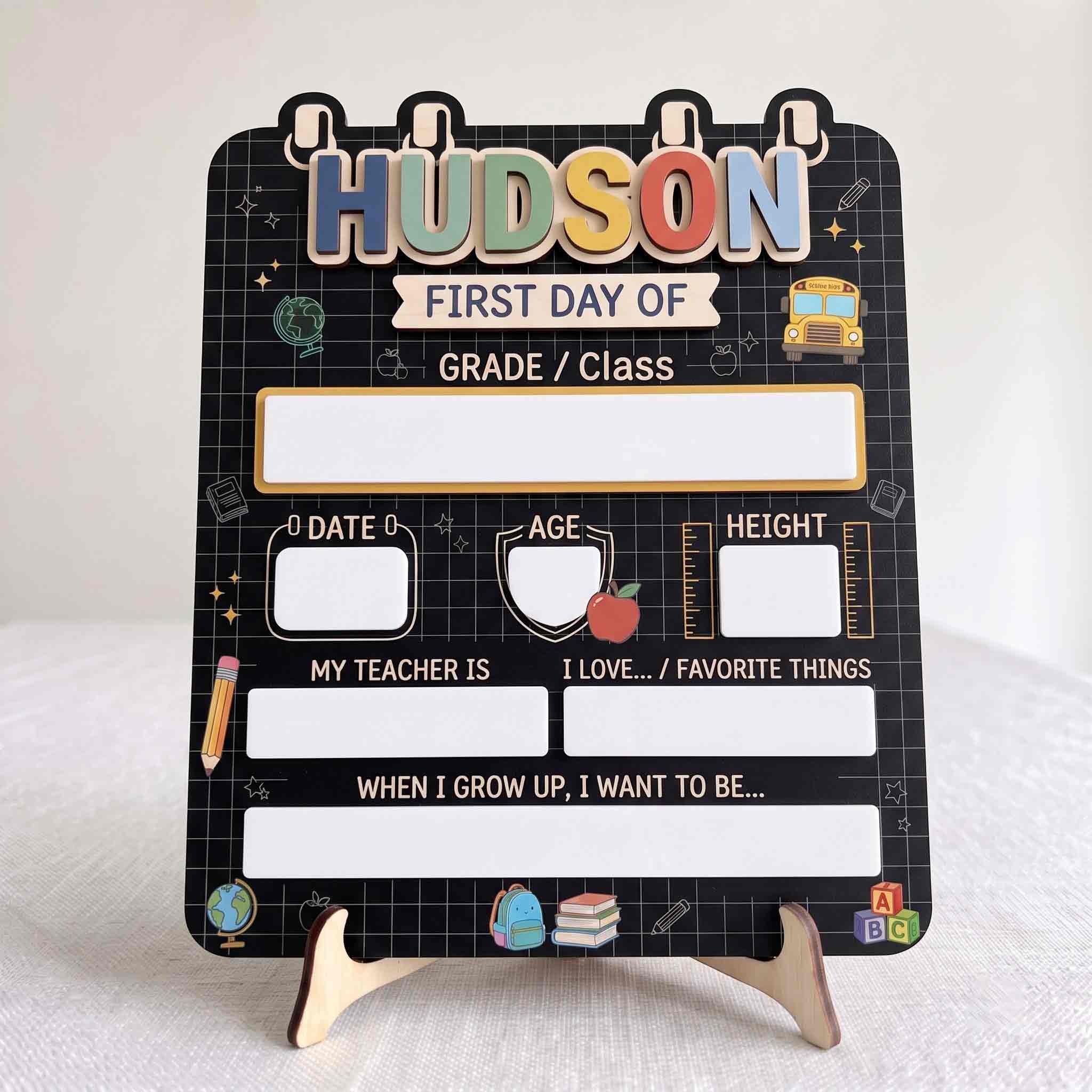 Personalized Classic Blackboard Theme First & Last Day School Sign, Reusable Dry Erase Board, Back to School Sign