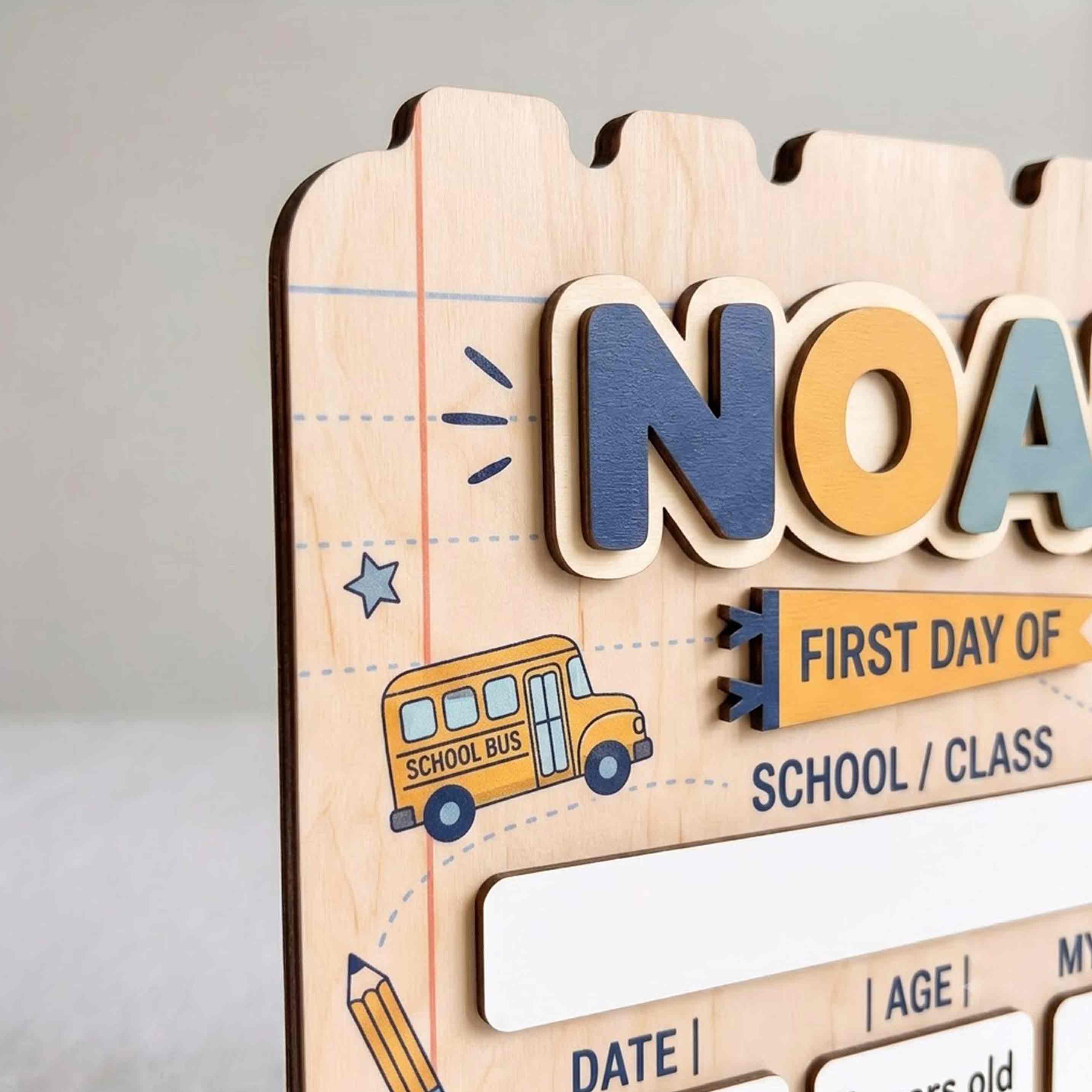 Personalized Little Learner Theme First & Last Day School Sign, Reusable Dry Erase Board, Back to School Sign