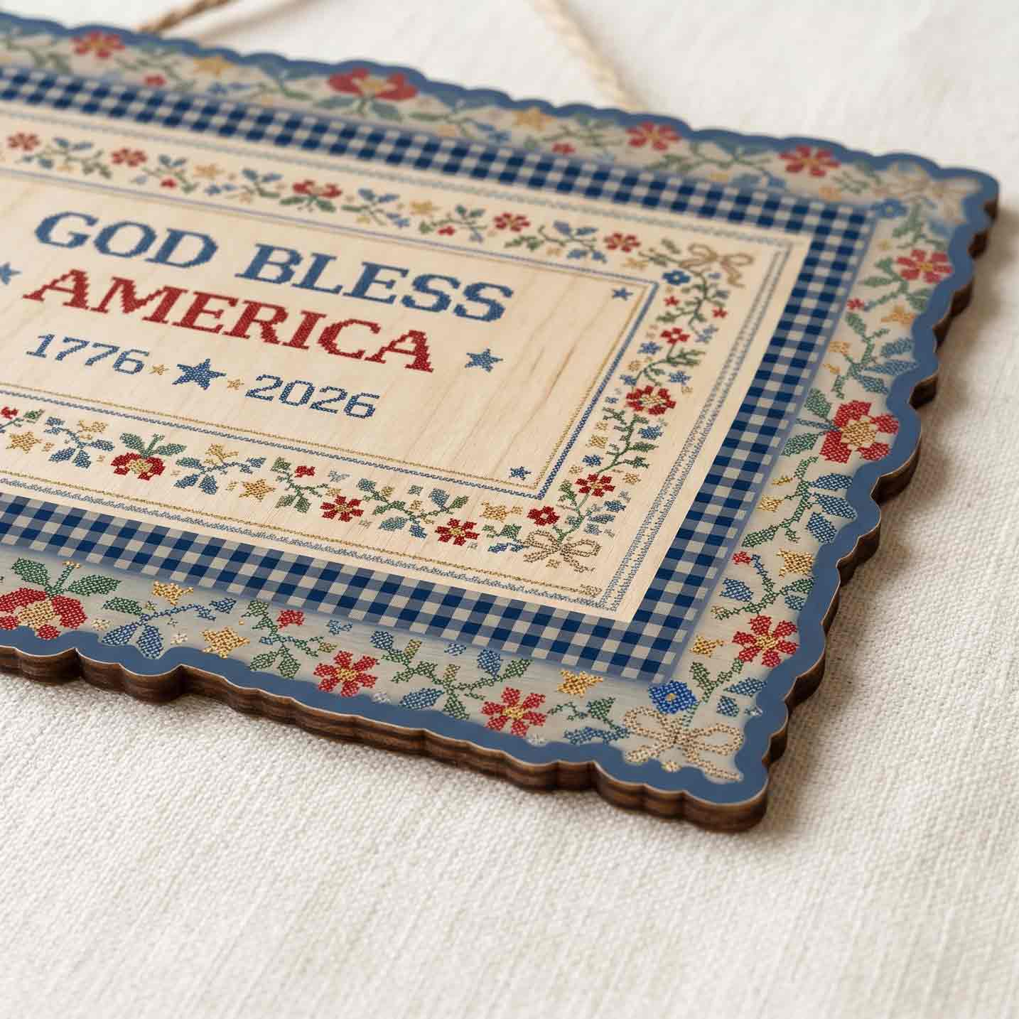 God Bless America 250th Anniversary Vintage Wooden Sign
