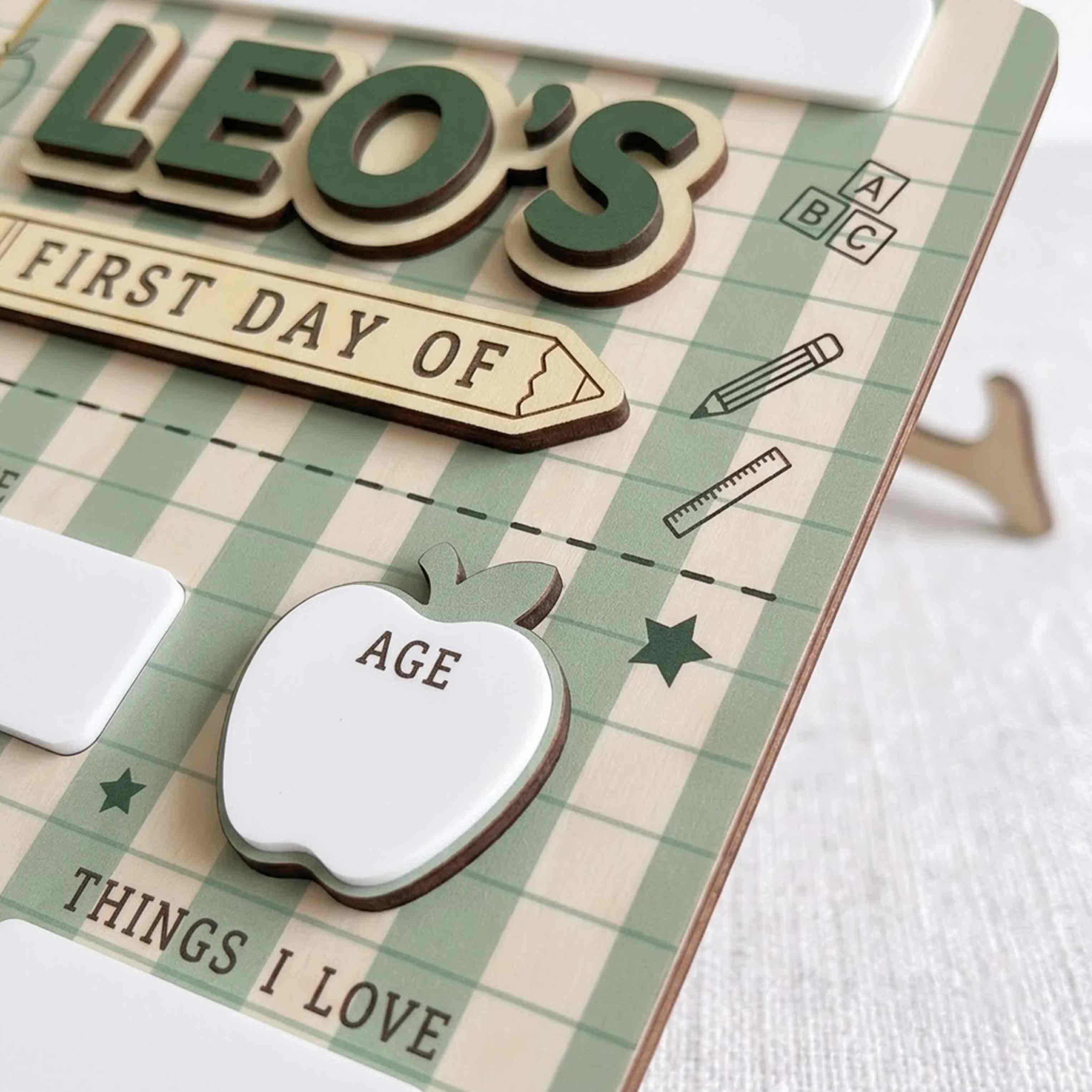 Personalized Green Stripes First & Last Day School Sign, Reusable Dry Erase Board, Back to School Sign