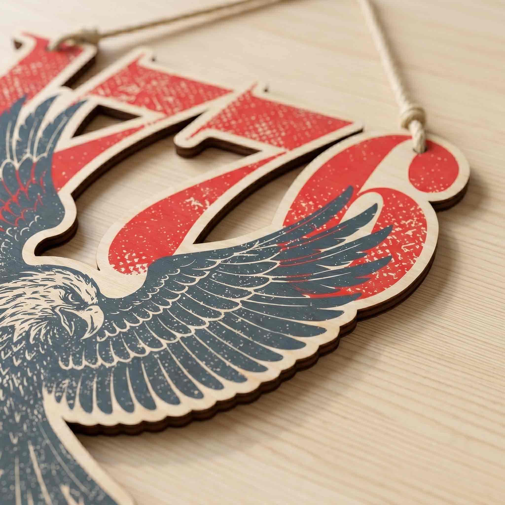 1776 Bald Eagle Retro Distressed Patriotic Wooden Sign