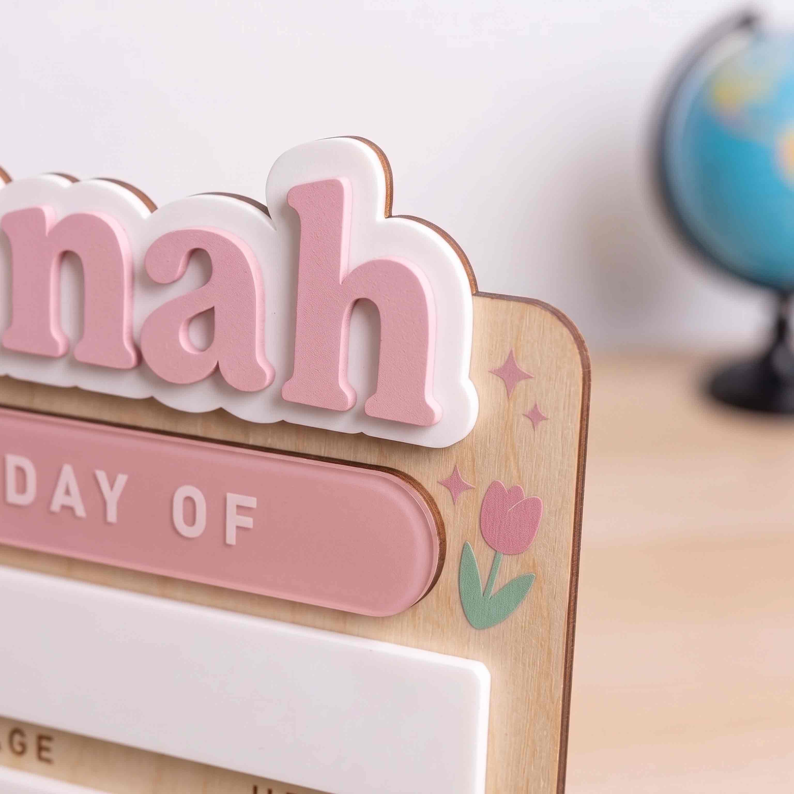 Personalized Tulip Garden Theme First & Last Day School Sign, Reusable Dry Erase Board, Back to School Sign