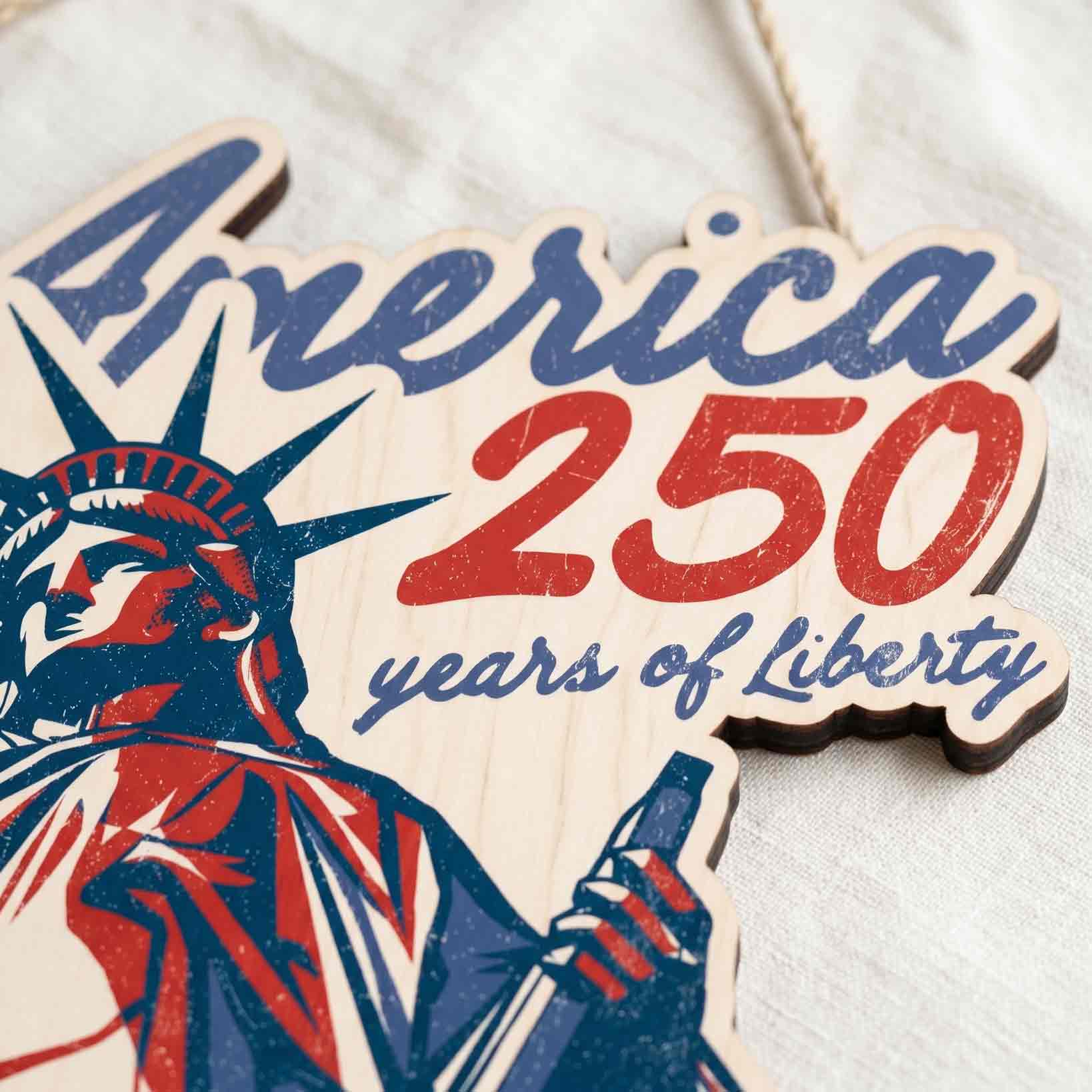 America 250 Years of Liberty Statue of Liberty Patriotic Wooden Sign