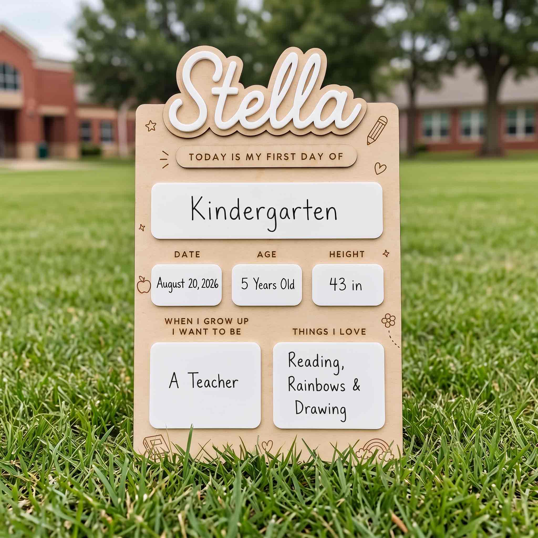Personalized Modern Classroom First & Last Day School Board, Reusable Dry Erase Board, Back to School Sign