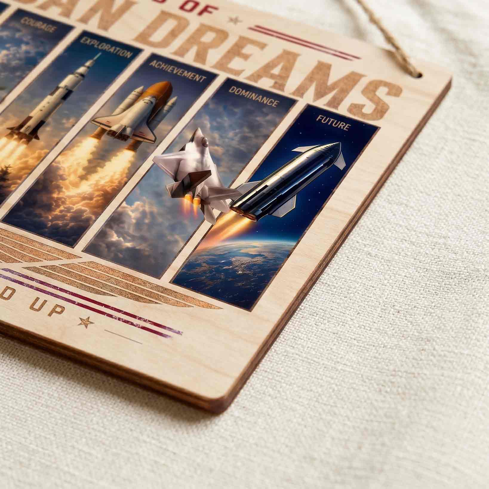 250 Years Of American Dreams Wooden Hanging Sign American Innovation Decor