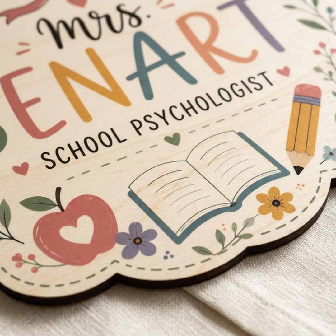 Personalized Teacher Name Wooden Sign Door Hanger Teacher Room Sign Wooden Classroom Decor, Back to School Sign