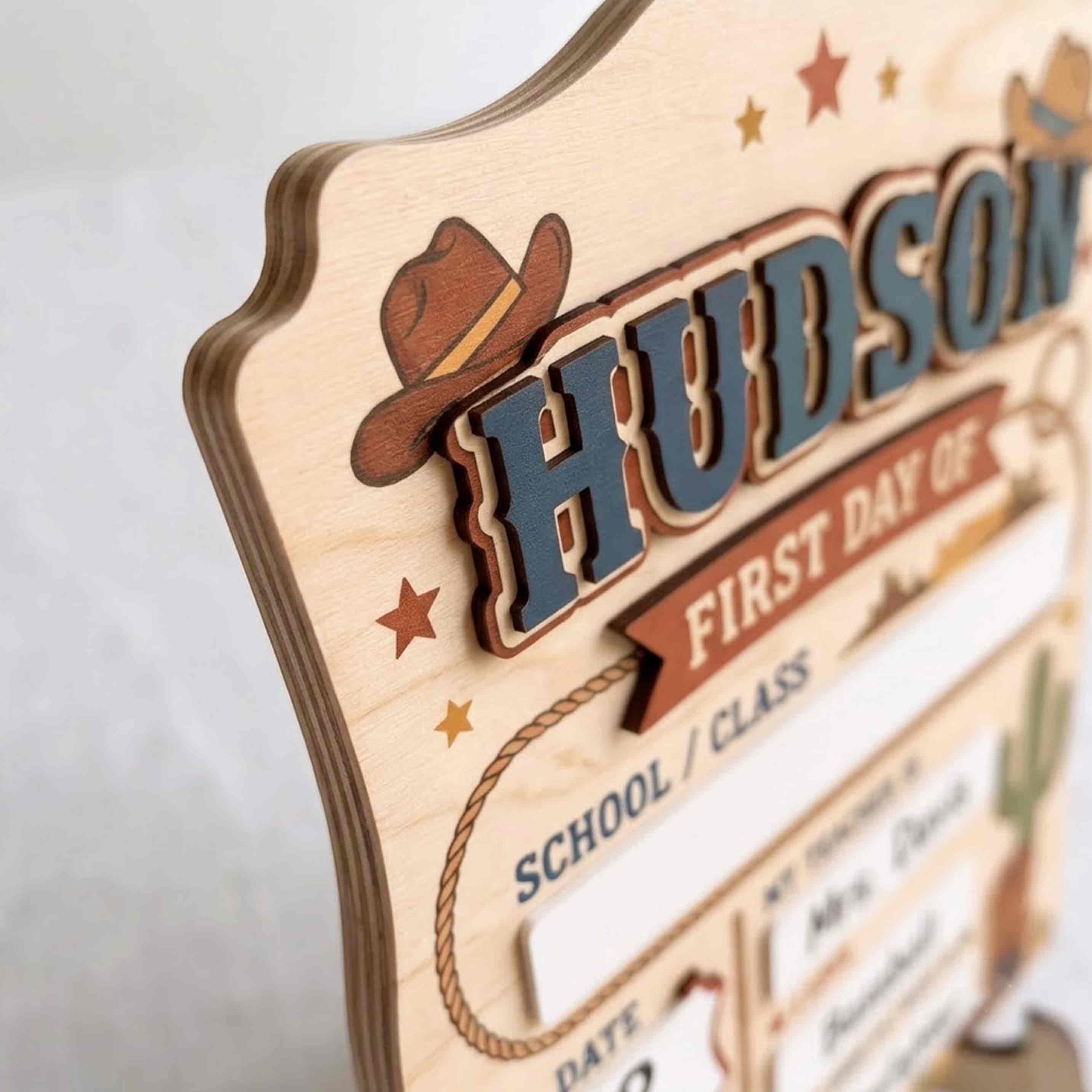 Personalized Western Ranch First & Last Day School Sign, Reusable Dry Erase Board, Back to School Sign
